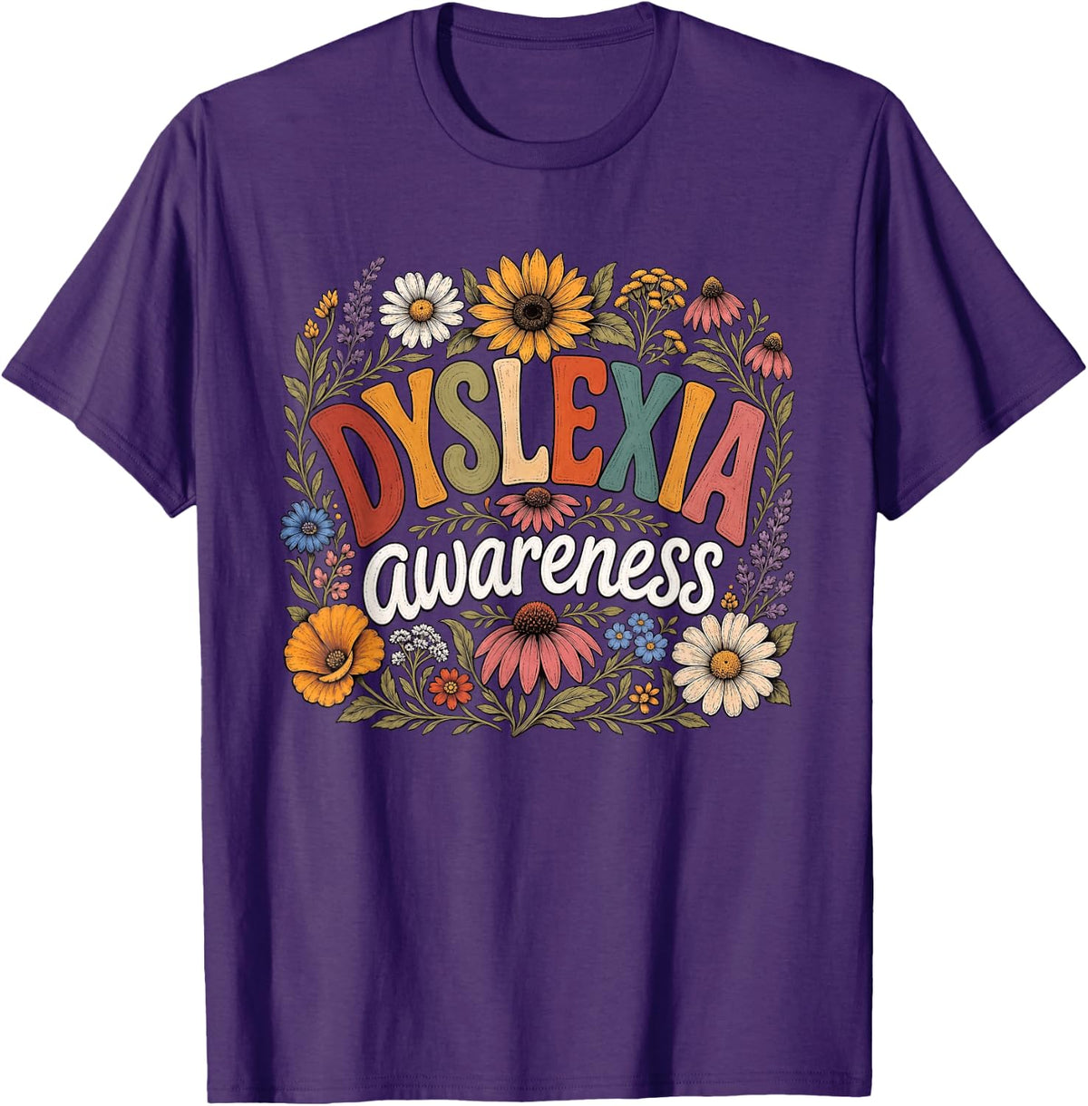 Floral Dyslexia Awareness Specialist T-Shirt - Purple