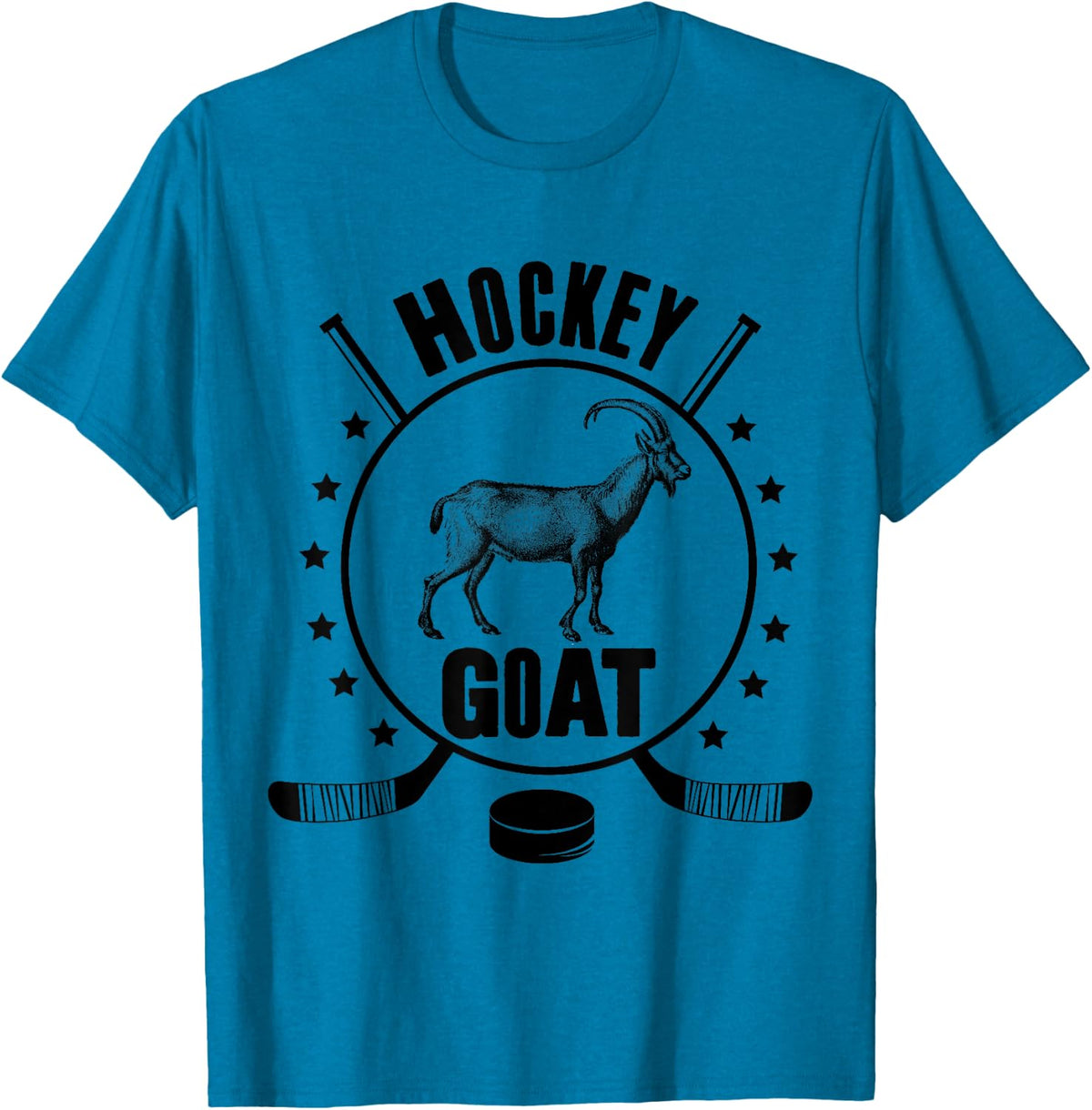 Funny Ice Hockey GOAT Greatest All Time Stick Puck Player T-Shirt - Sapphire Blue