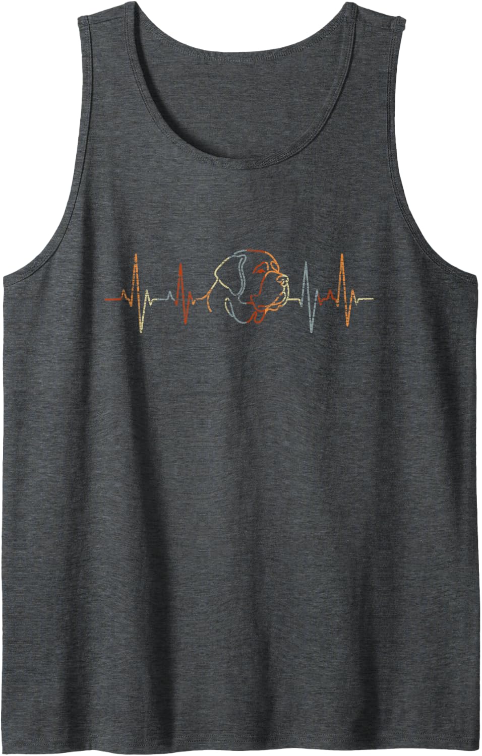 Mastiff Heartbeat Vintage ECG Cardiogram Retro Sleeveless Tank Top - Dark Heather Grey