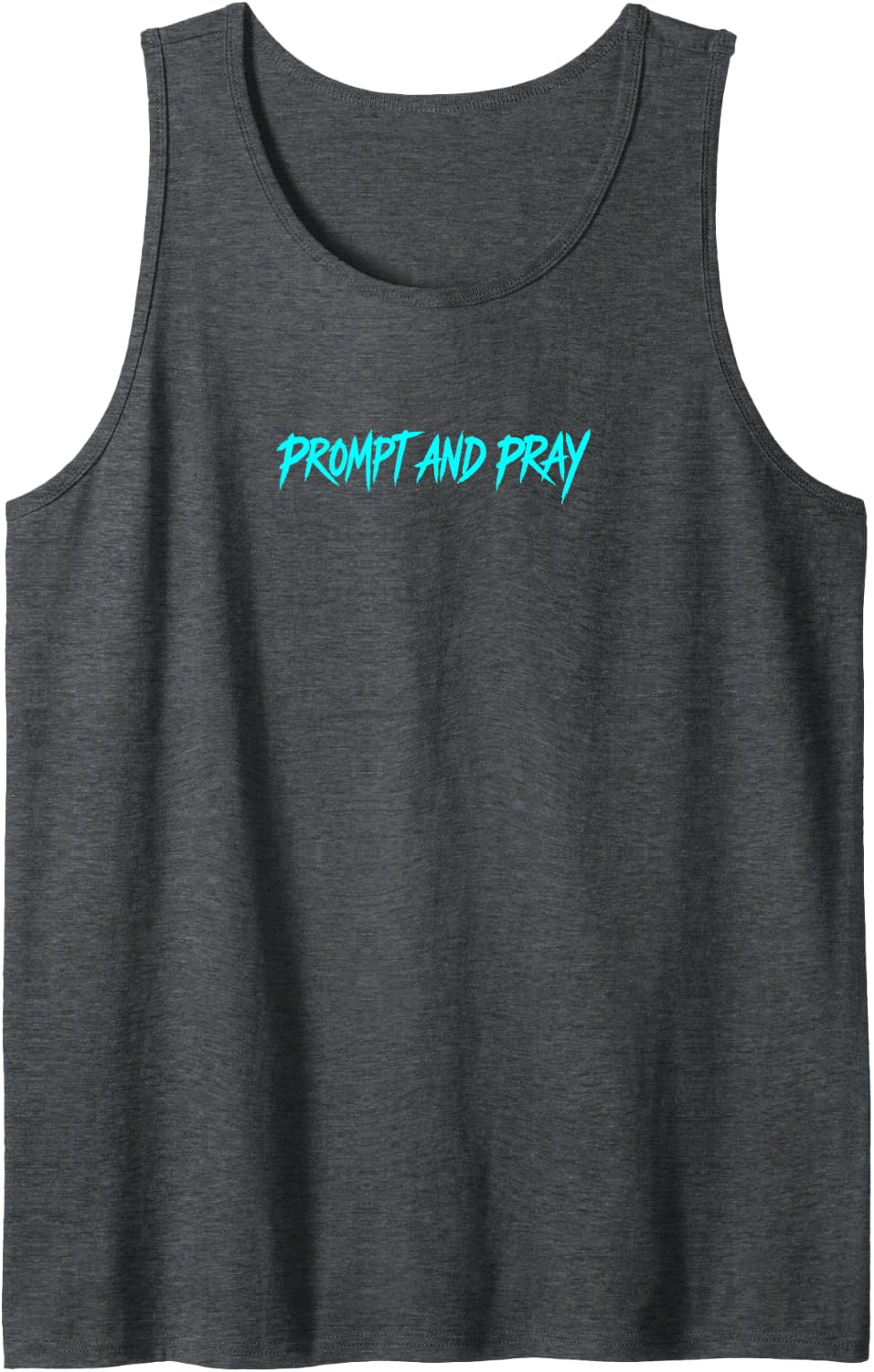 Prompt and Pray AI Engineer Lettering Sleeveless Tank Top - Dark Heather Grey