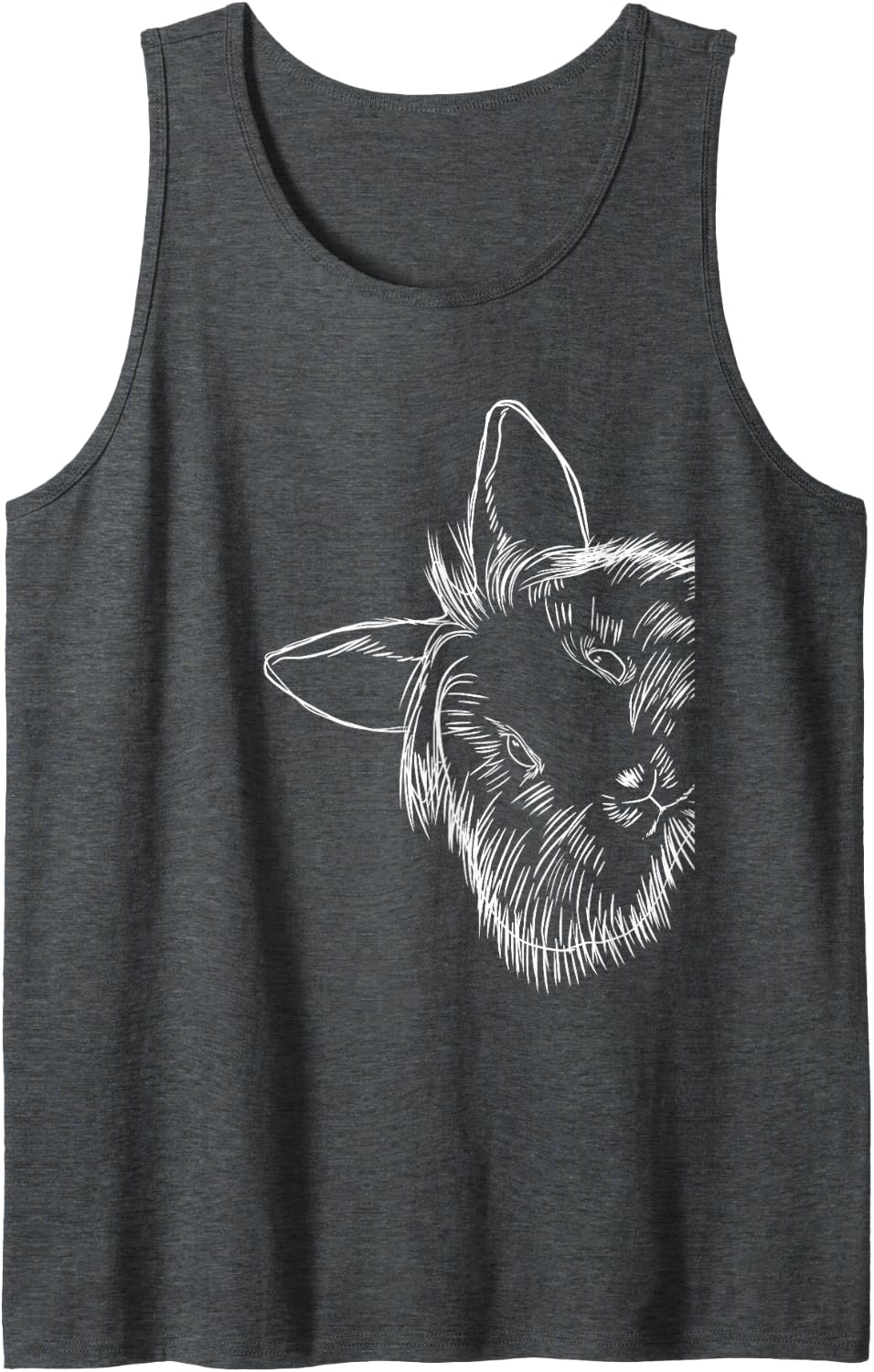 Funny Lionhead Rabbit Tank Top - Dark Heather Grey