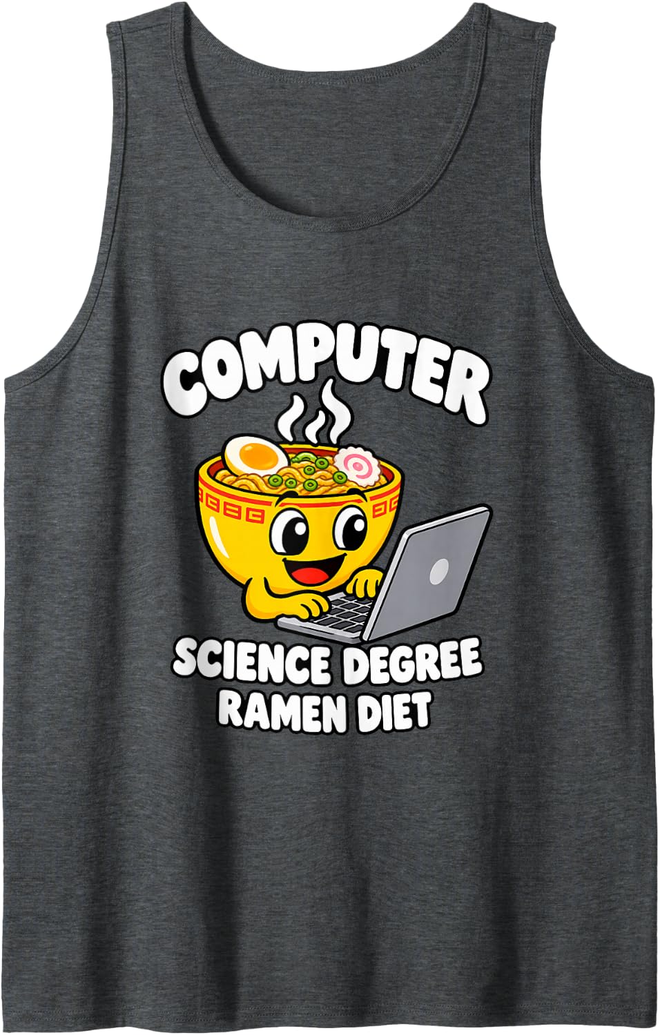 Computer Science Degree Ramen Diet Student Funny Coder Sleeveless Tank Top - Dark Heather Grey
