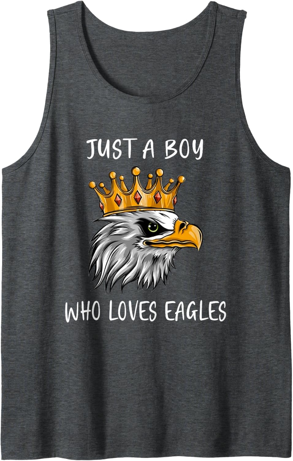 Bald Eagle Just a Boy Who Loves Eagles Sleeveless Tank Top - Dark Heather Grey