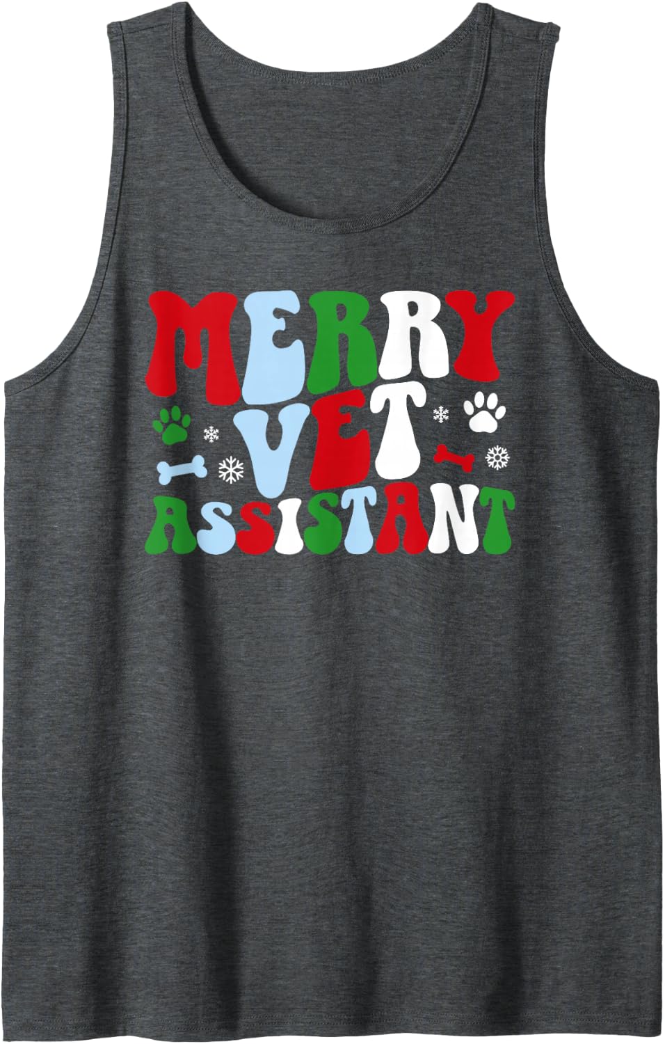 Merry Vet Assistant Christmas Veterinary Assistant Xmas Sleeveless Tank Top - Dark Heather Grey