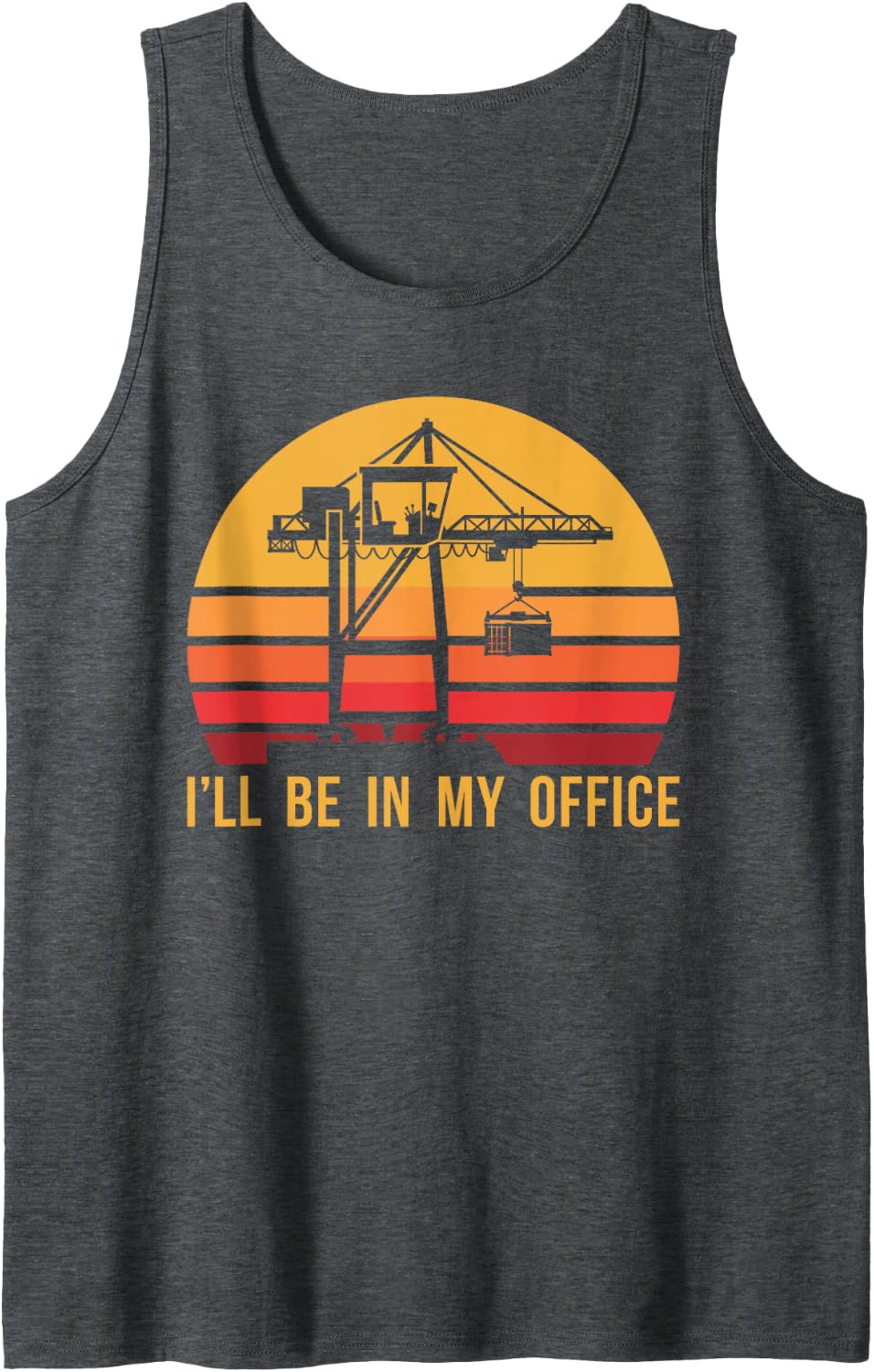 Retro Crane Operator Funny Harbor Longshoreman Sleeveless Tank Top - Dark Heather Grey