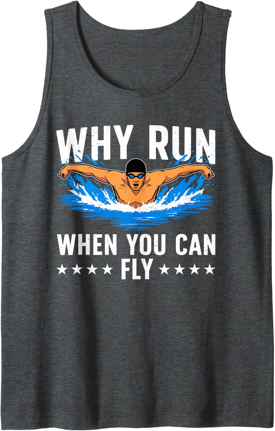 Funny Swimming Art for Men Women Swim Coach Swimmer Swimming Tank Top - Dark Heather Grey
