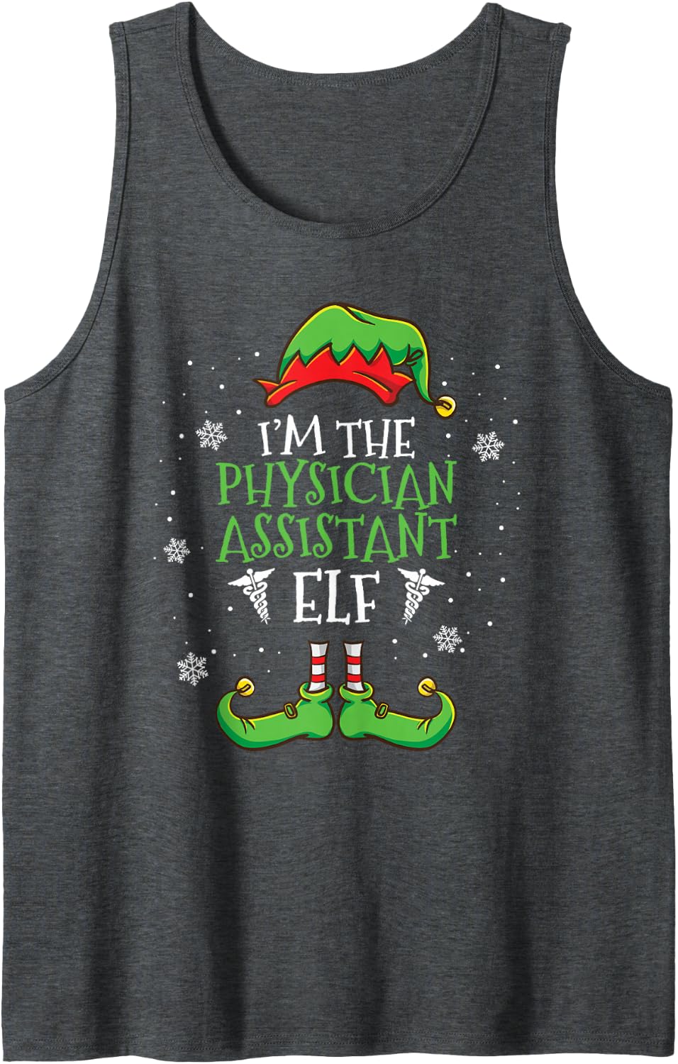 Im The Physician Assistant Elf Christmas Tank Top - Dark Heather Grey