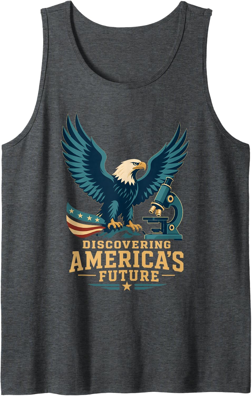 Bald Eagle Microscope Discovering America Future Tank Top - Dark Heather Grey