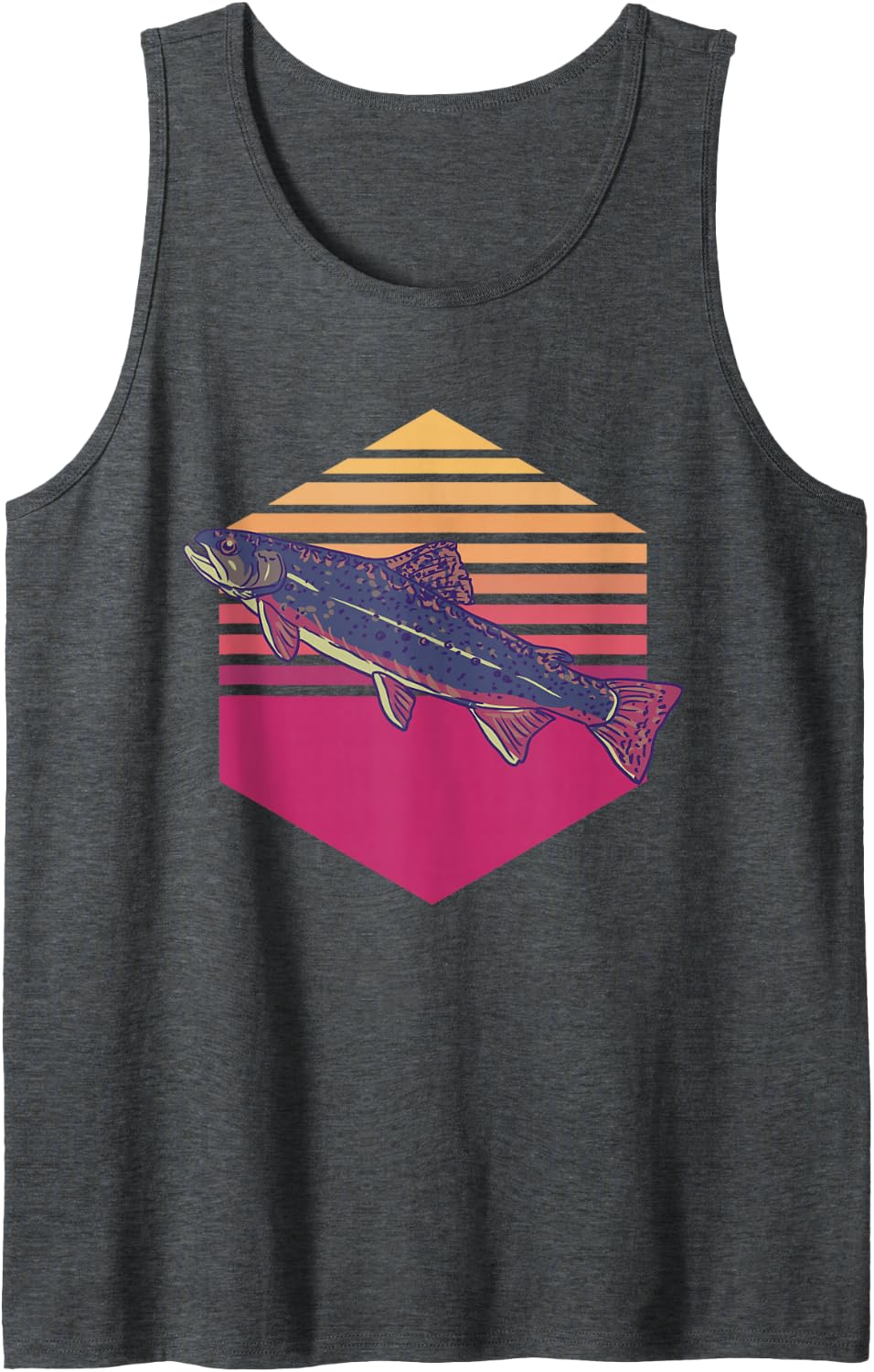 Brook Trout Vintage Trout Fishing Tank Top - Dark Heather Grey