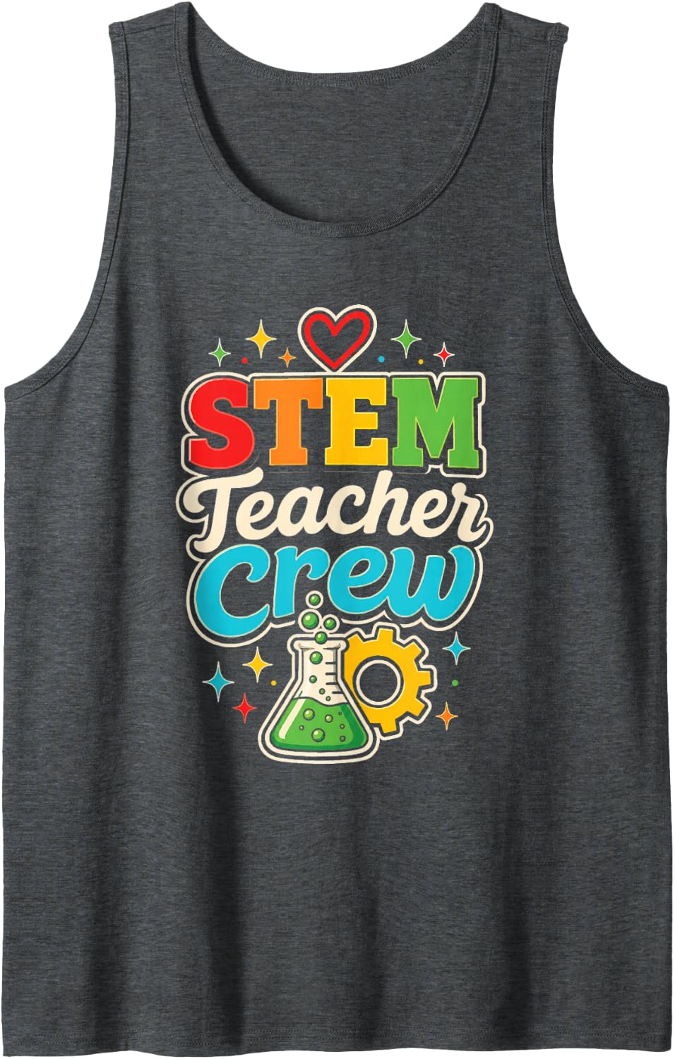 STEM Teacher Crew Science Elementary School Squad Sleeveless Tank Top - Dark Heather Grey