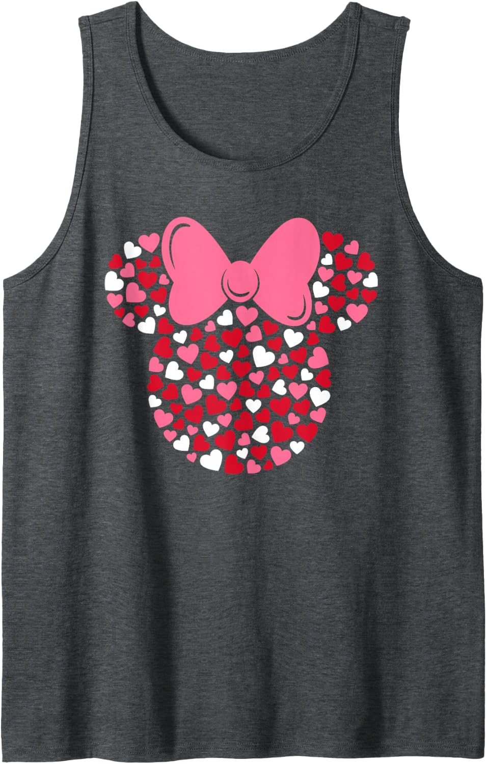Disney Minnie Mouse Icon Pink Hearts Valentine's Day Tank Top - Dark Heather Grey