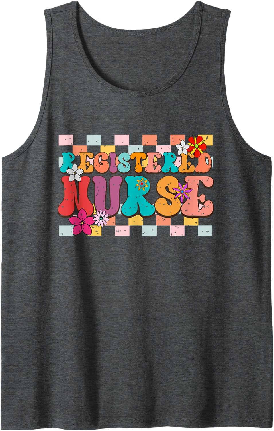 Registered Nurse for Student Nurse RN Groove Design Sleeveless Tank Top - Dark Heather Grey
