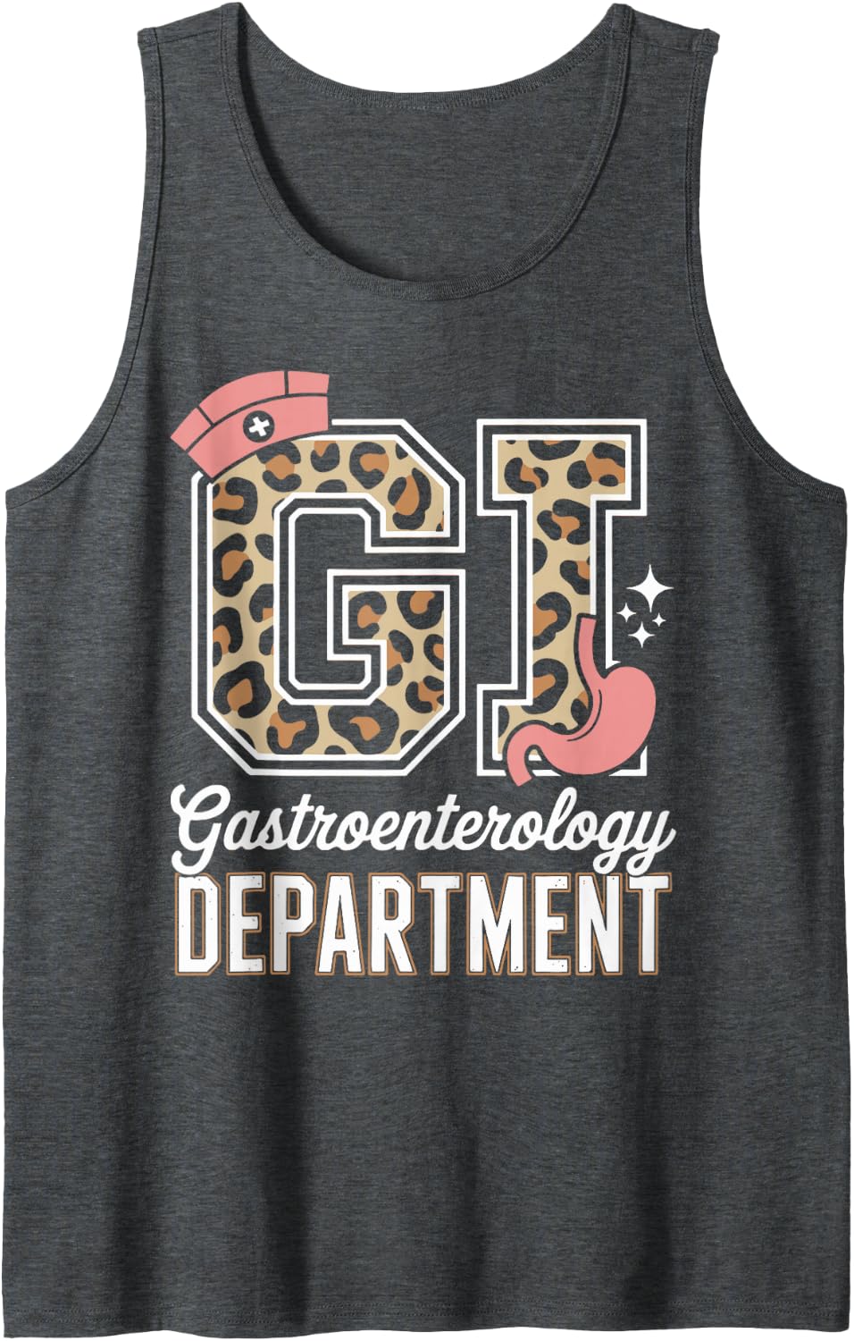 GI Gastroenterology Department Leopard Print Sleeveless Tank Top - Dark Heather Grey