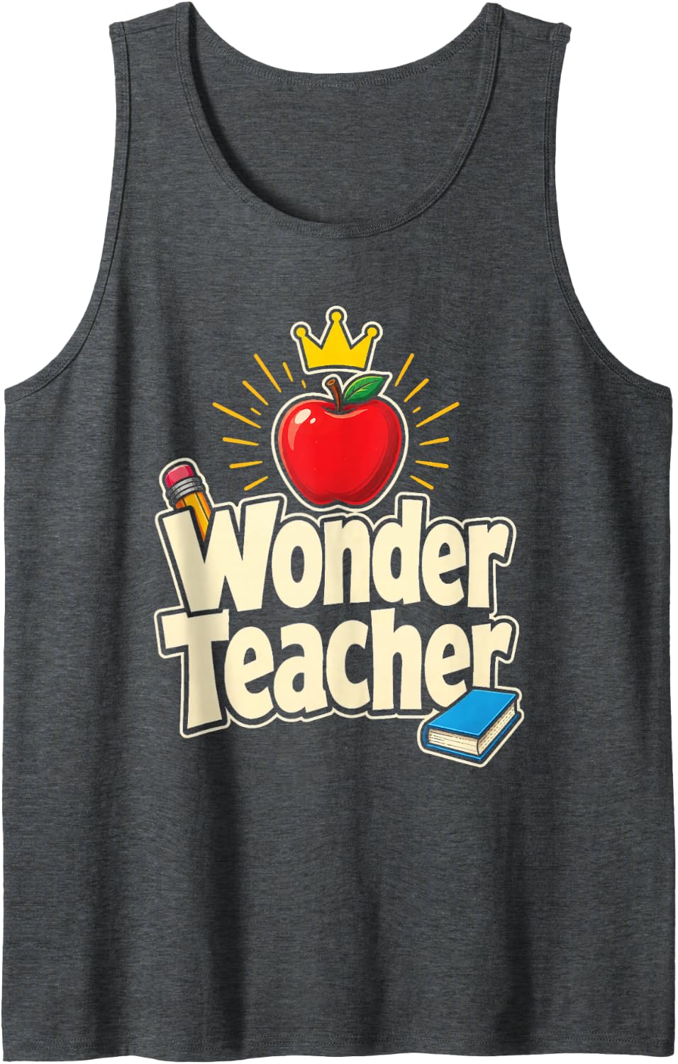Elementary School Wonder Teacher Gift Appreciation Sleeveless Tank Top - Dark Heather Grey