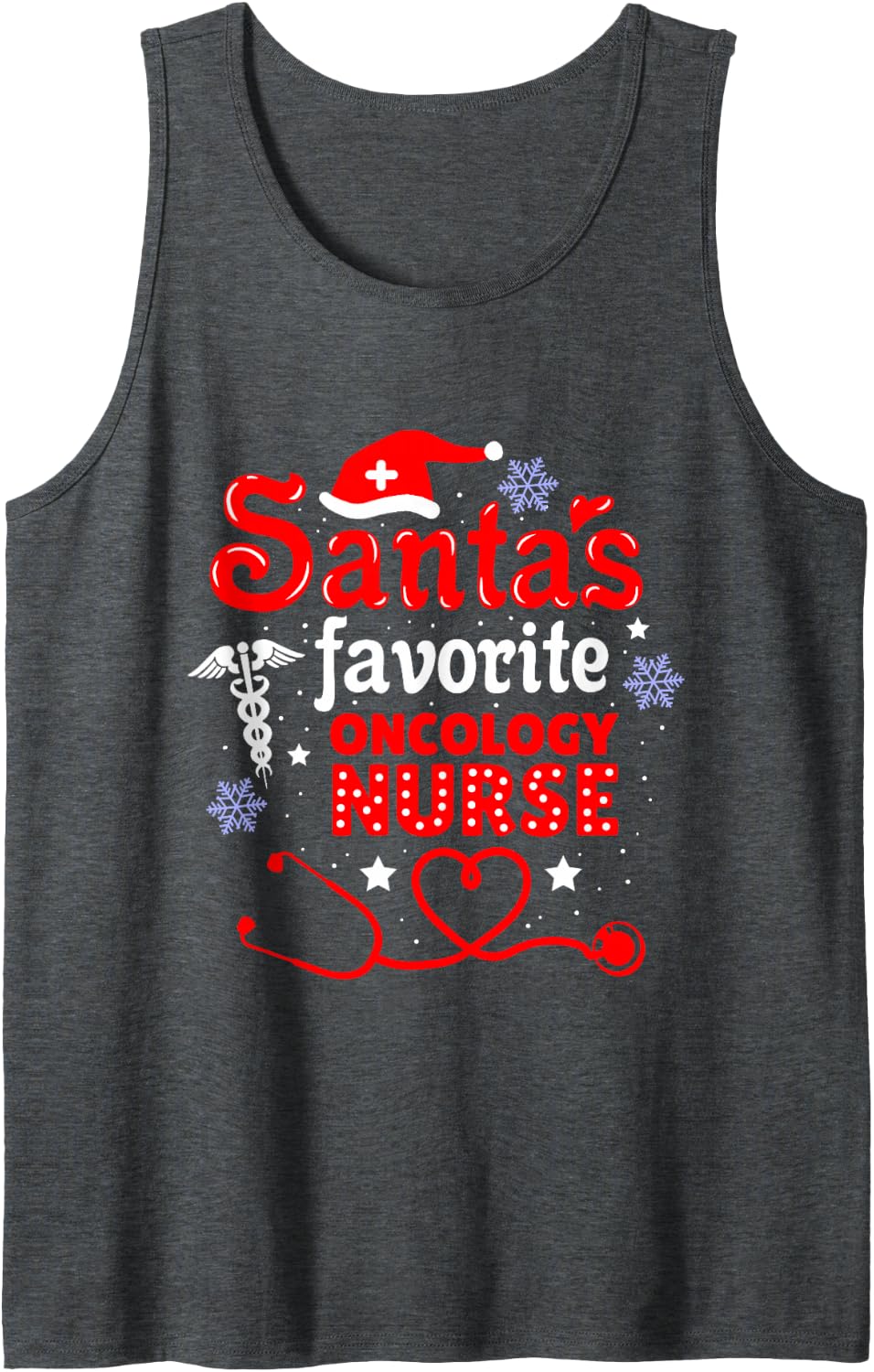 Santas Favorite Oncology Nurse Christmas Tank Top - Dark Heather Grey