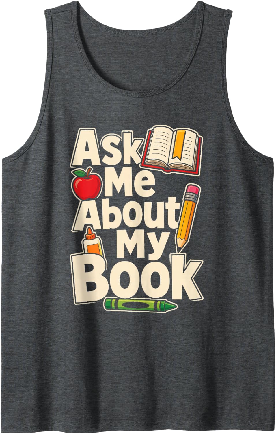 Reading Teacher Literacy Specialist Elementary Book Lover Sleeveless Tank Top - Dark Heather Grey