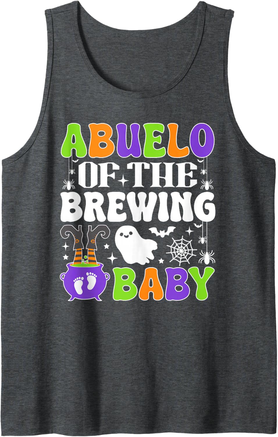 Abuelo of The Brewing Baby Halloween Witch Baby Shower Tank Top - Dark Heather Grey