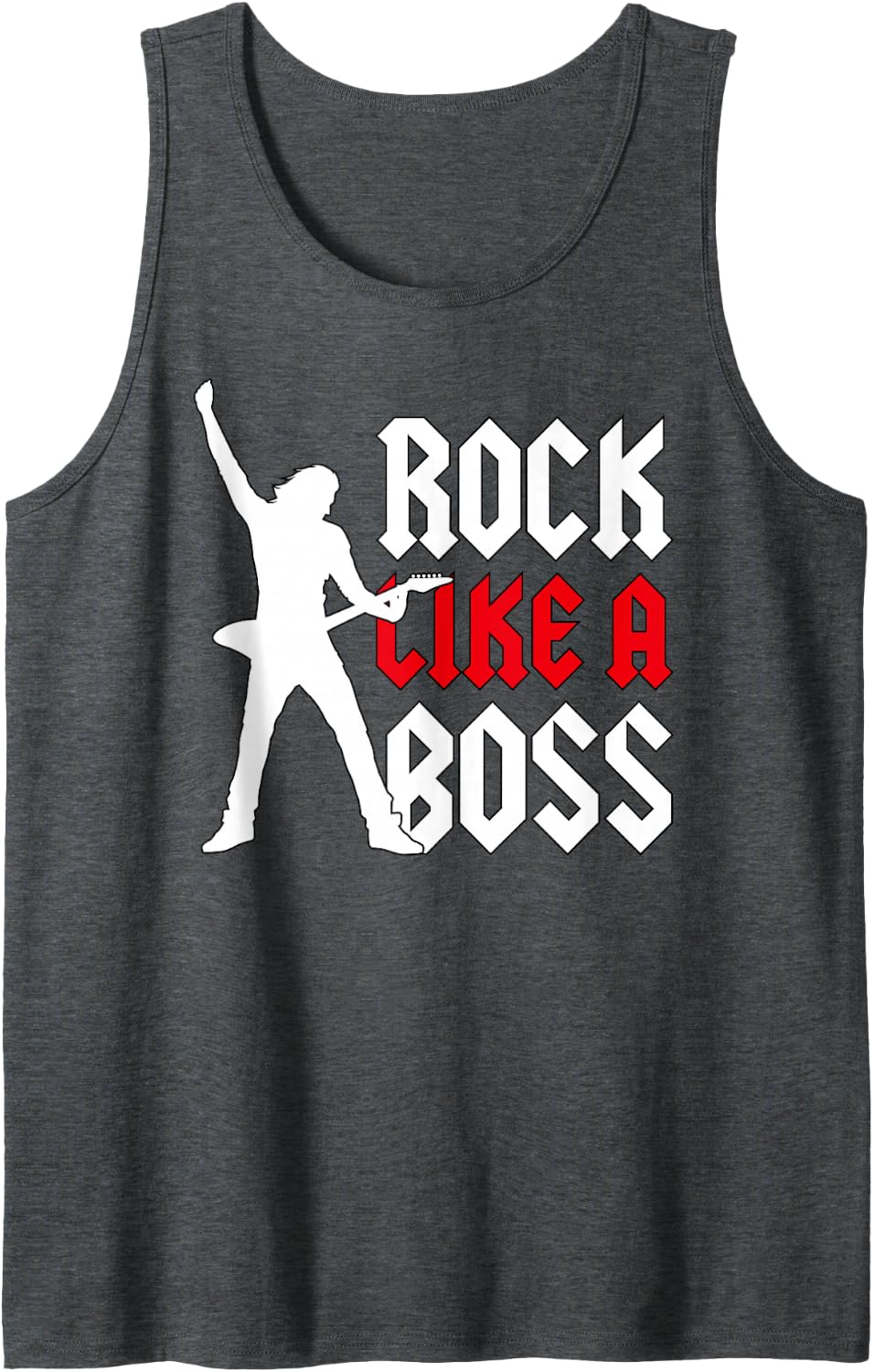 Mens Lead Guitarist Rock Music Hardrock Band Rock Like A Boss Tank Top - Dark Heather Grey