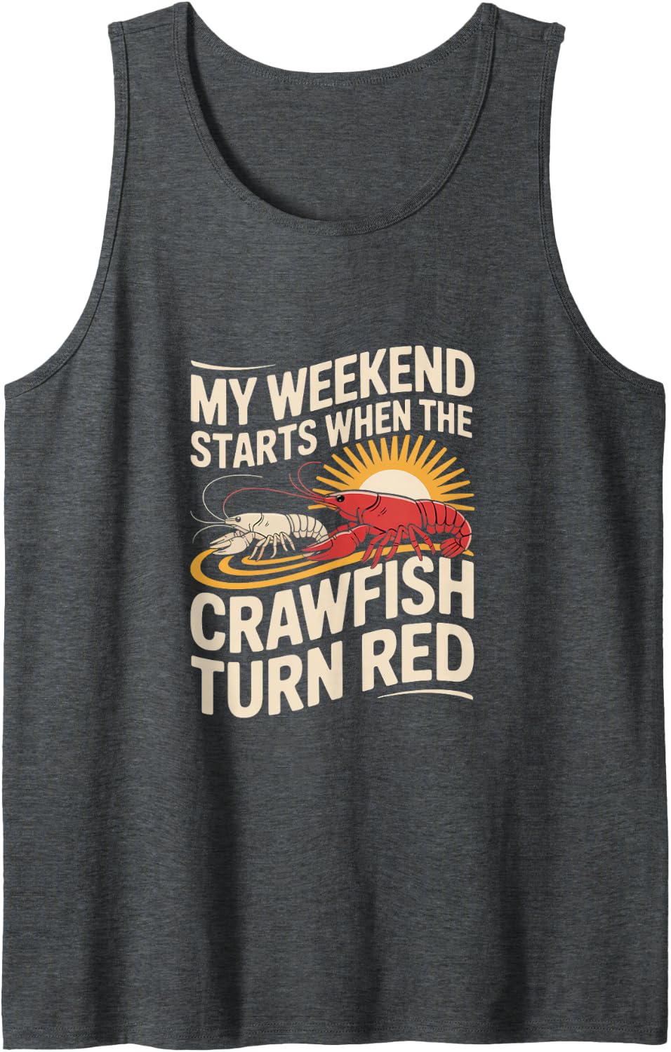 Cajun Cookout Louisiana Crawfish Sleeveless Tank Top - Dark Heather Grey