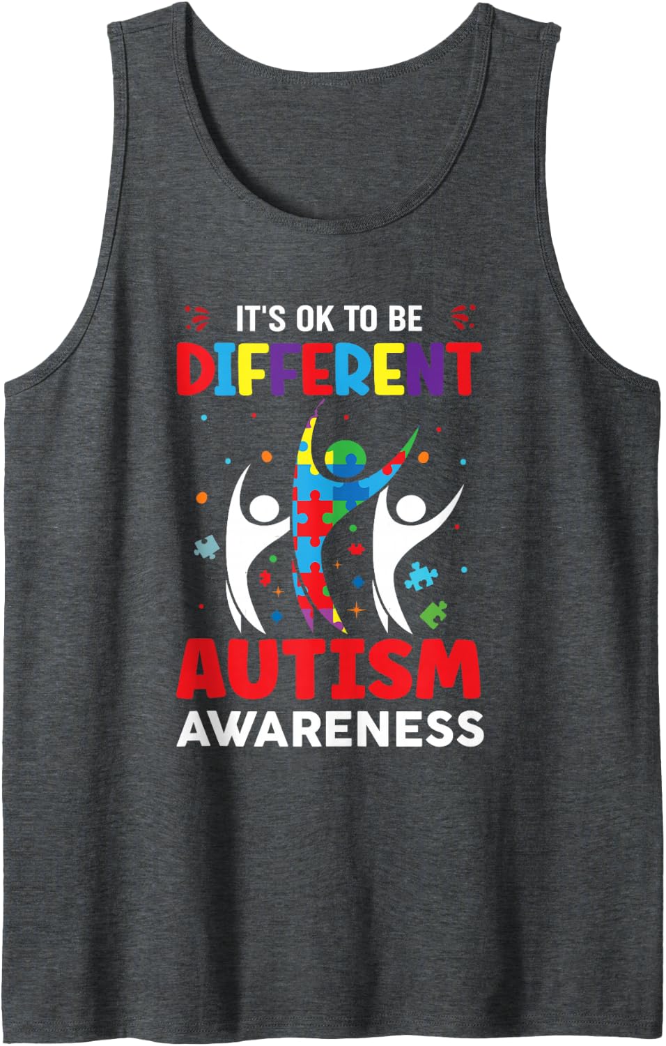 Autism Different Autistic Support Awareness Sleeveless Tank Top - Dark Heather Grey