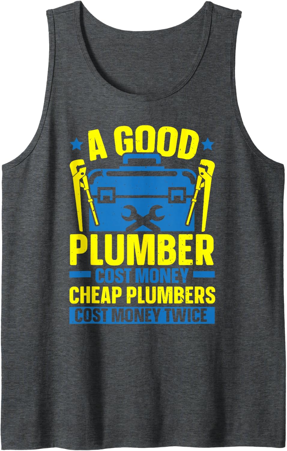 Men's Funny Plumber Whisperer Plumbing Drain Surgeon Sleeveless Tank Top - Dark Heather Grey