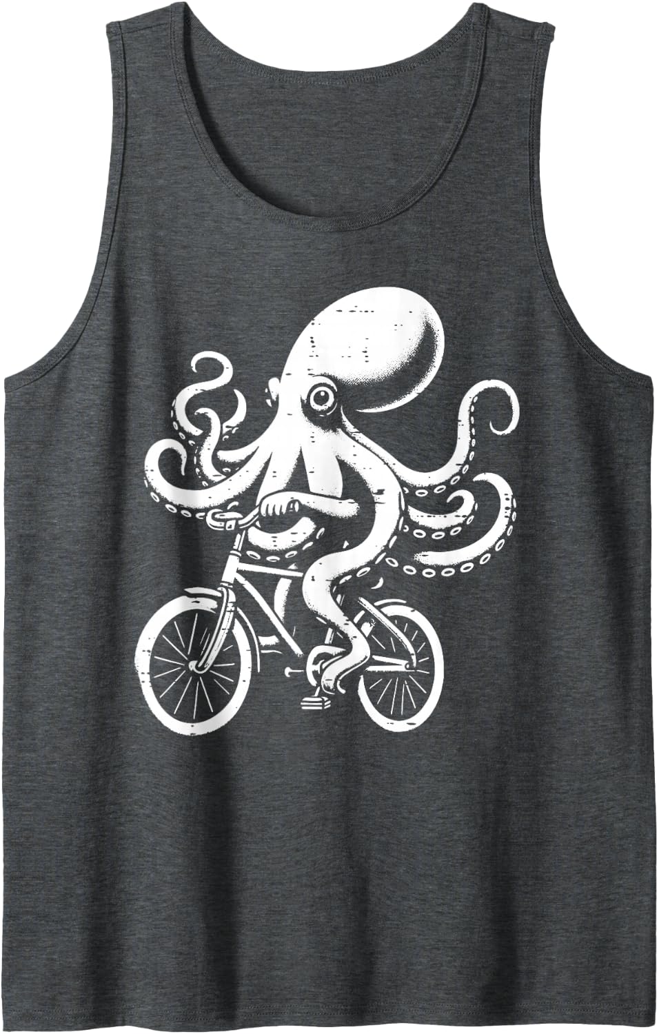 Octopus On Bicycle Funny Bike Cycling Cyclist Men Women Kids Sleeveless Tank Top - Dark Heather Grey