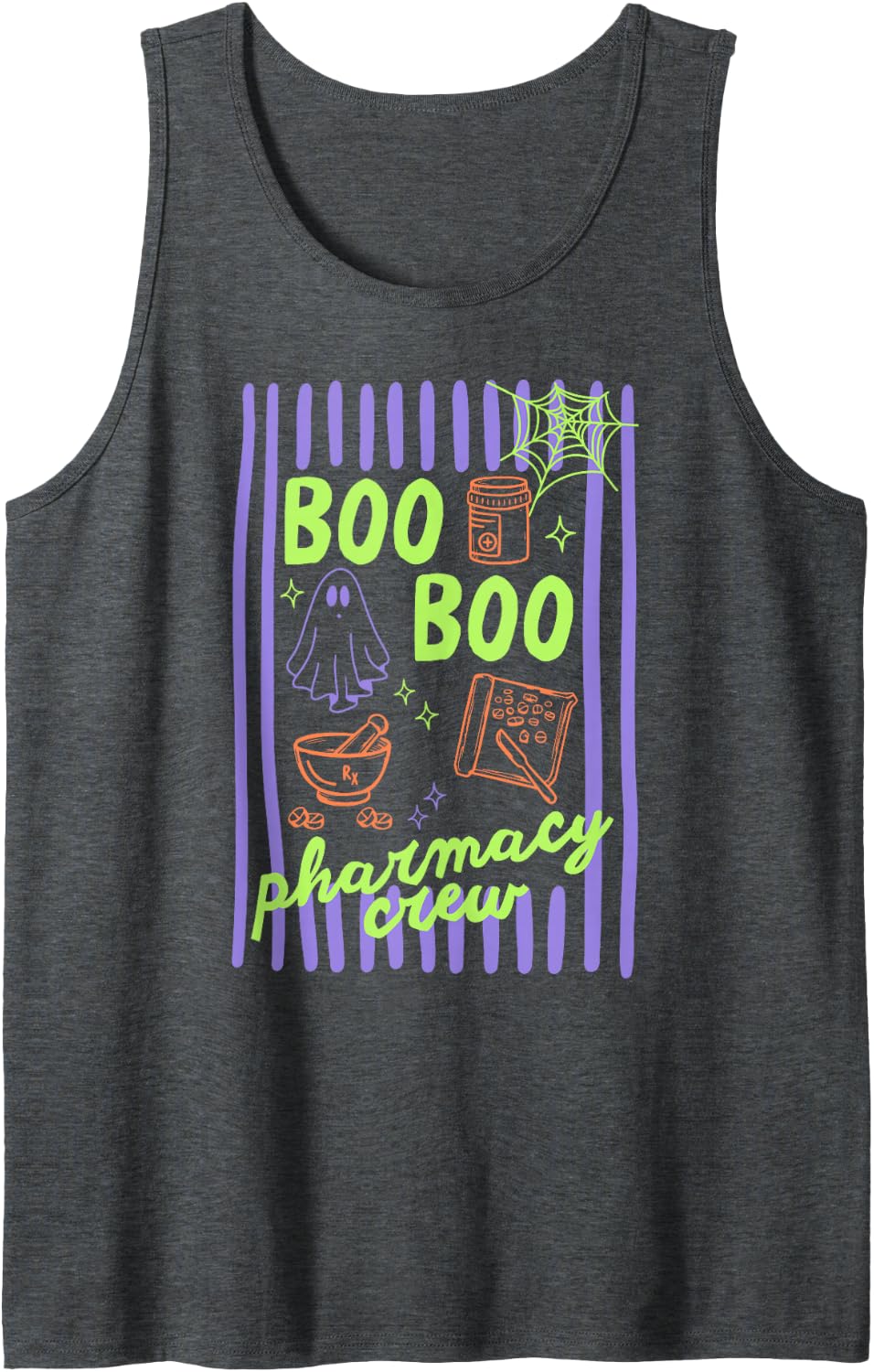 Pharmacy Tech Halloween, Pharmacist, Pharmacy Technician Tank Top - Dark Heather Grey