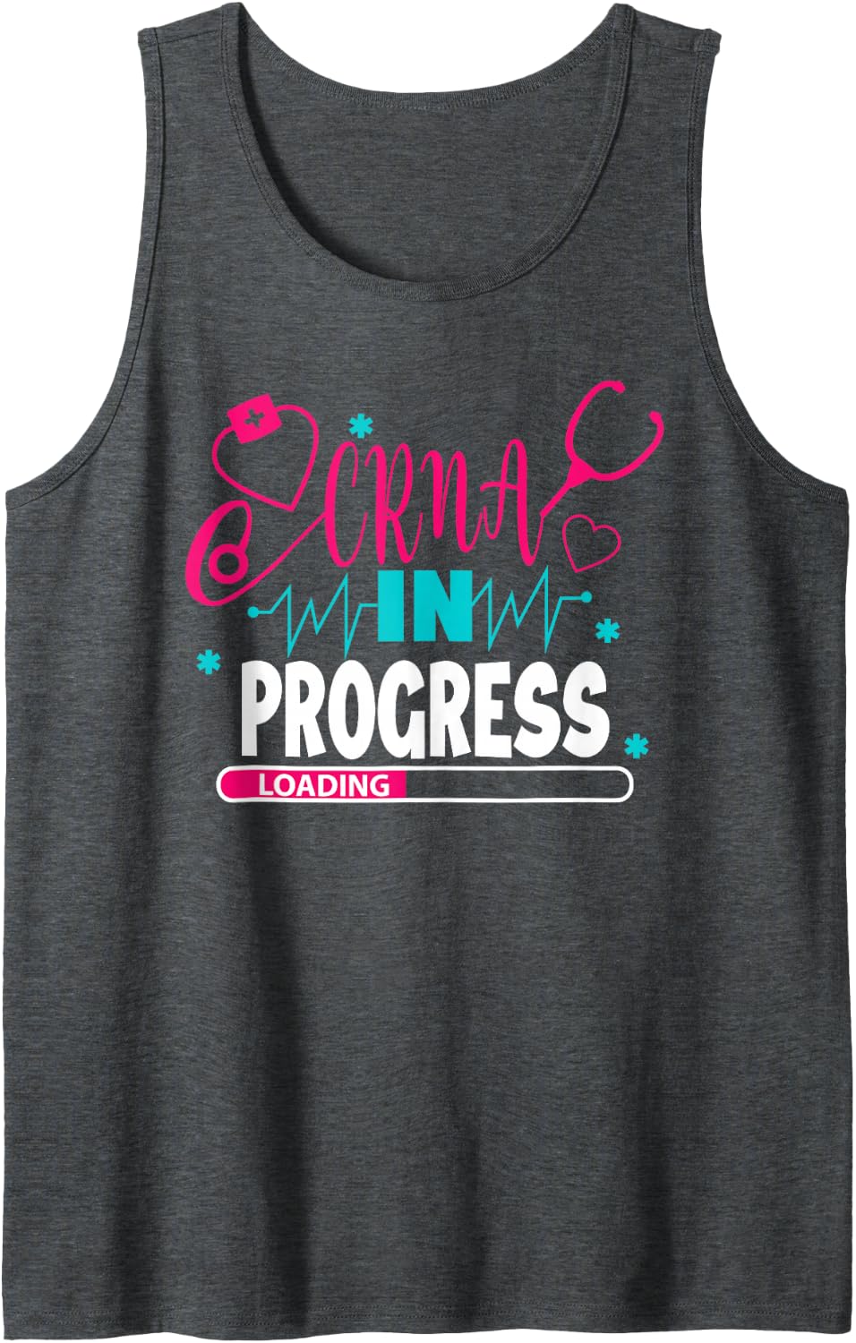 CRNA in Progress Nursing School Student Future Nurse Life Sleeveless Tank Top - Dark Heather Grey