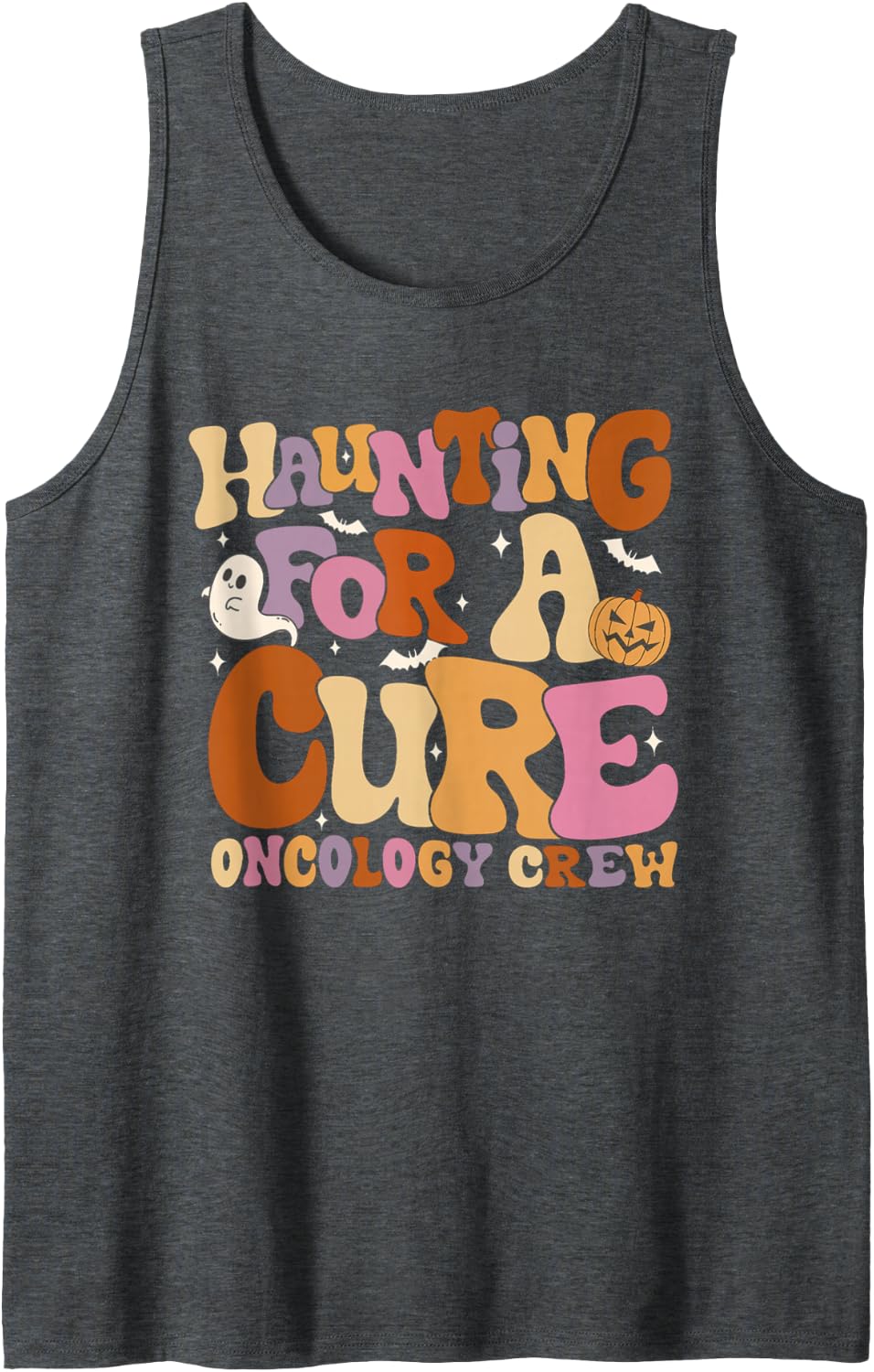 Haunting for A Cure Oncology Crew Halloween Pedi Onc Crew Sleeveless Tank Top - Dark Heather Grey