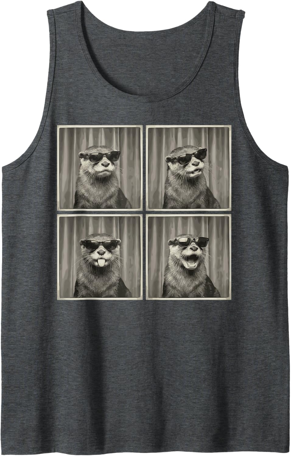 Funny Photo Booth Otters Tee Otter Sea Wildlife Zoo Meme Tank Top - Dark Heather Grey