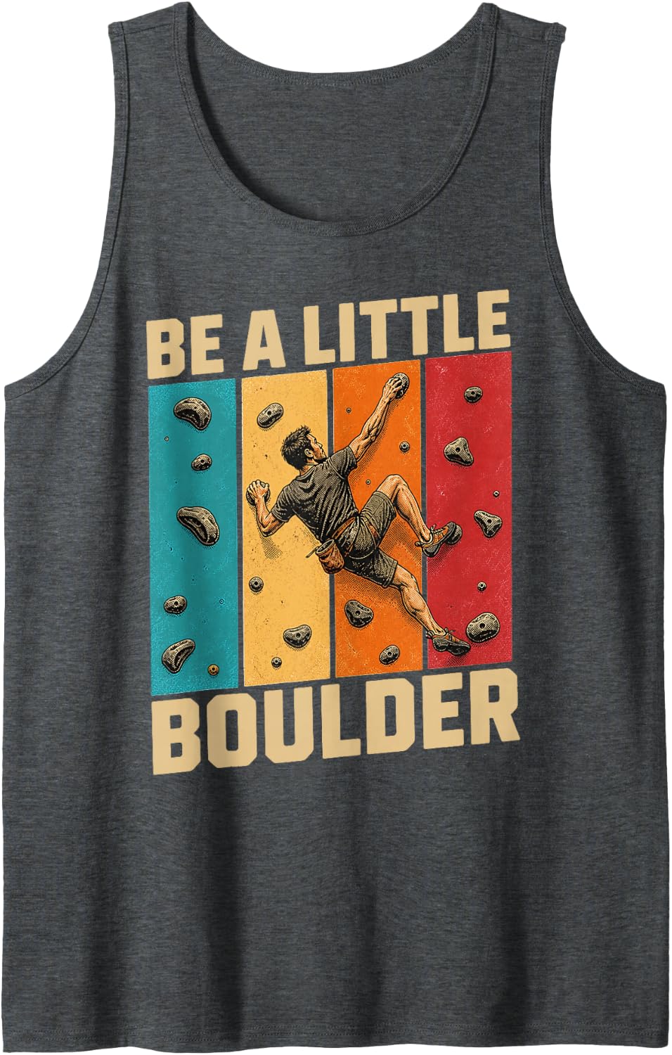 Vintage Climbing Gym Boulderer Sleeveless Tank Top - Dark Heather Grey