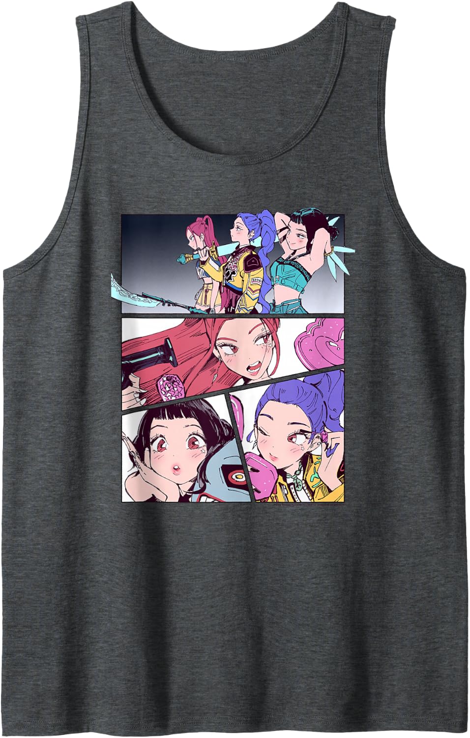 Kpop Demon Hunters Huntrix Manhwa Panels Poster Tank Top - Dark Heather Grey