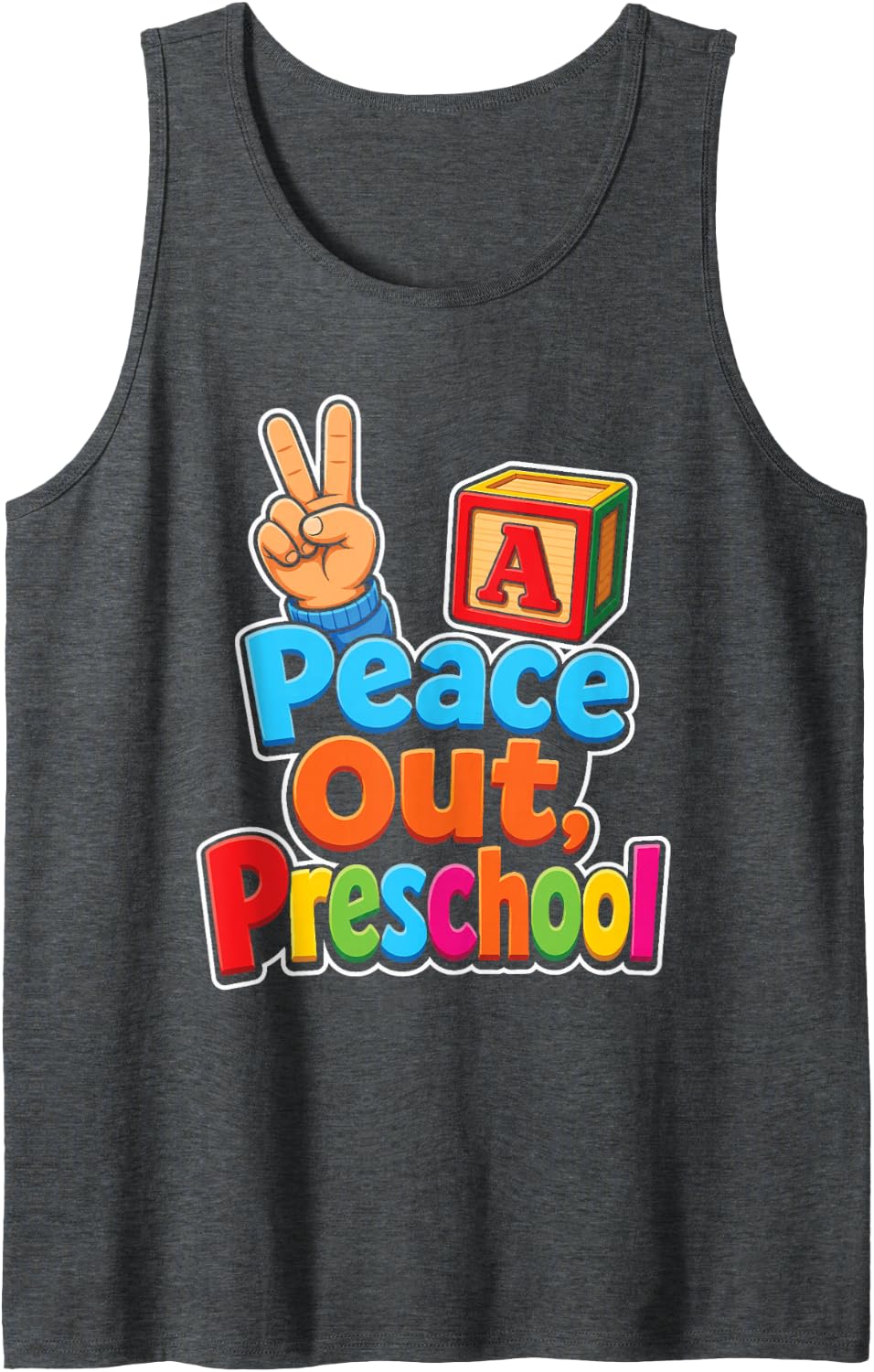 Preschool Graduation Peace Out Pre K Last Day Kids Sleeveless Tank Top - Dark Heather Grey