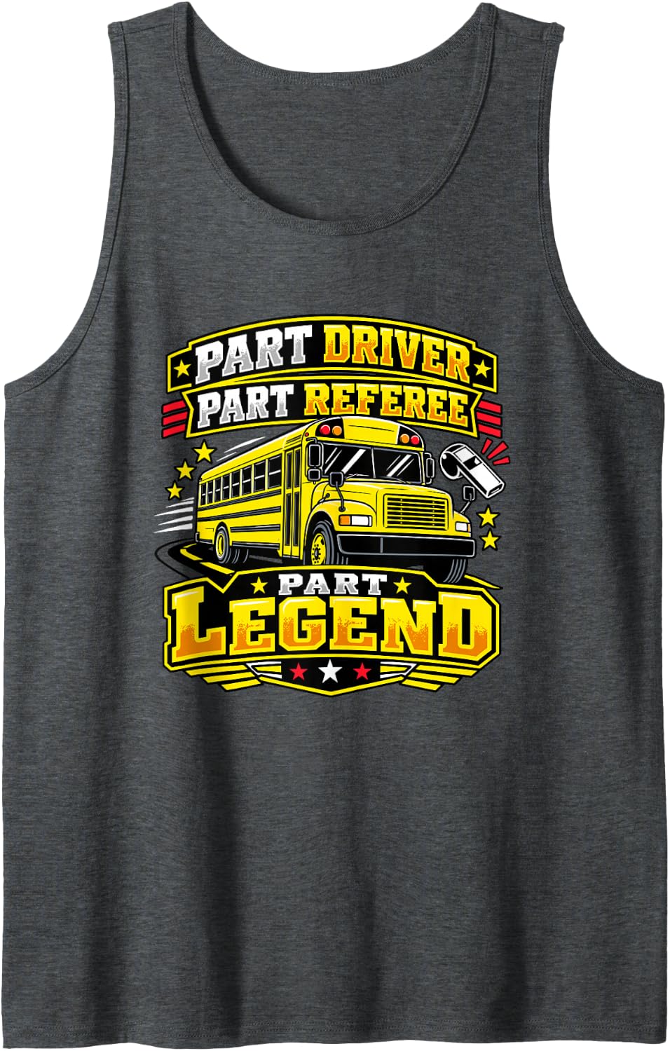School Bus Driver Legend Sleeveless Tank Top - Dark Heather Grey