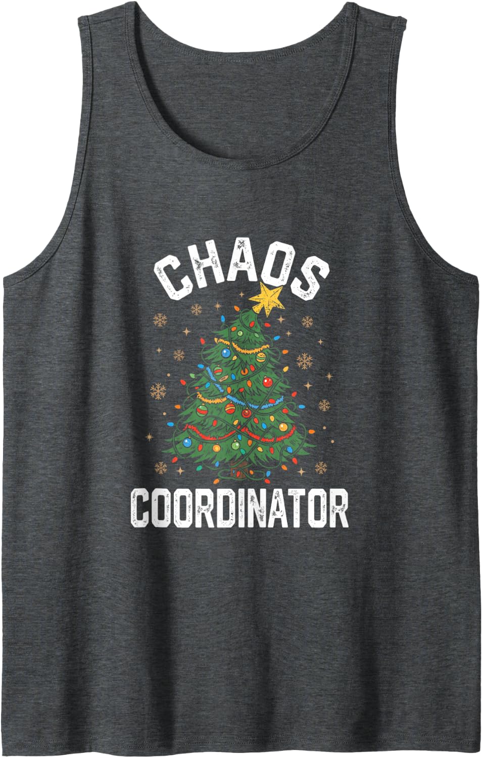 Chaos Coordinator Christmas Tree Lights Retro Holiday Sleeveless Tank Top - Dark Heather Grey