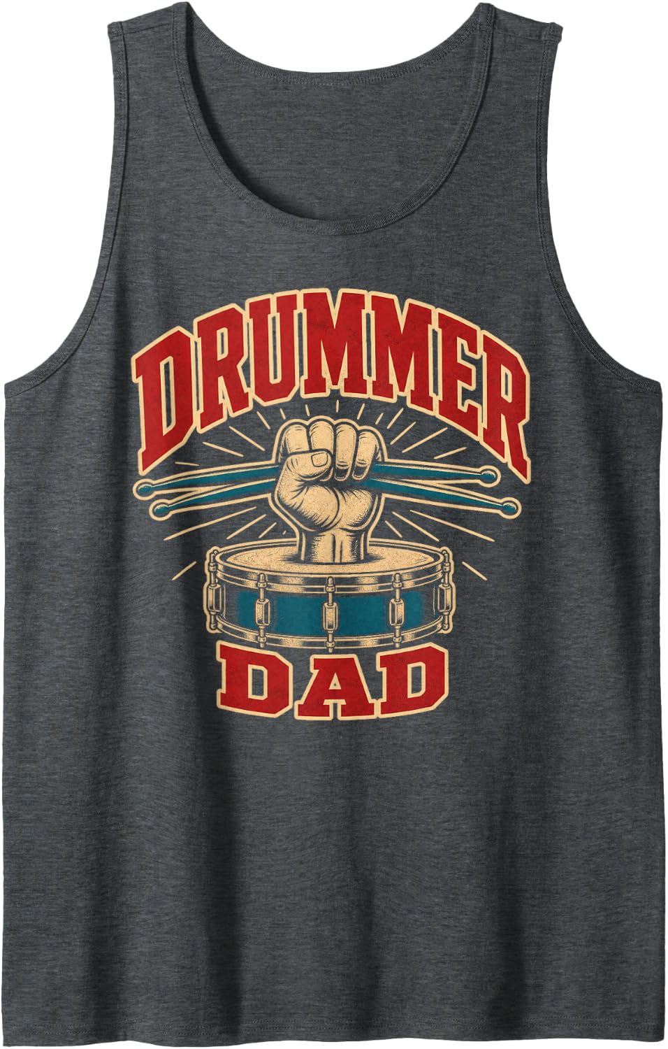 Drummer Dad Drum Set Drumming Sleeveless Tank Top - Dark Heather Grey