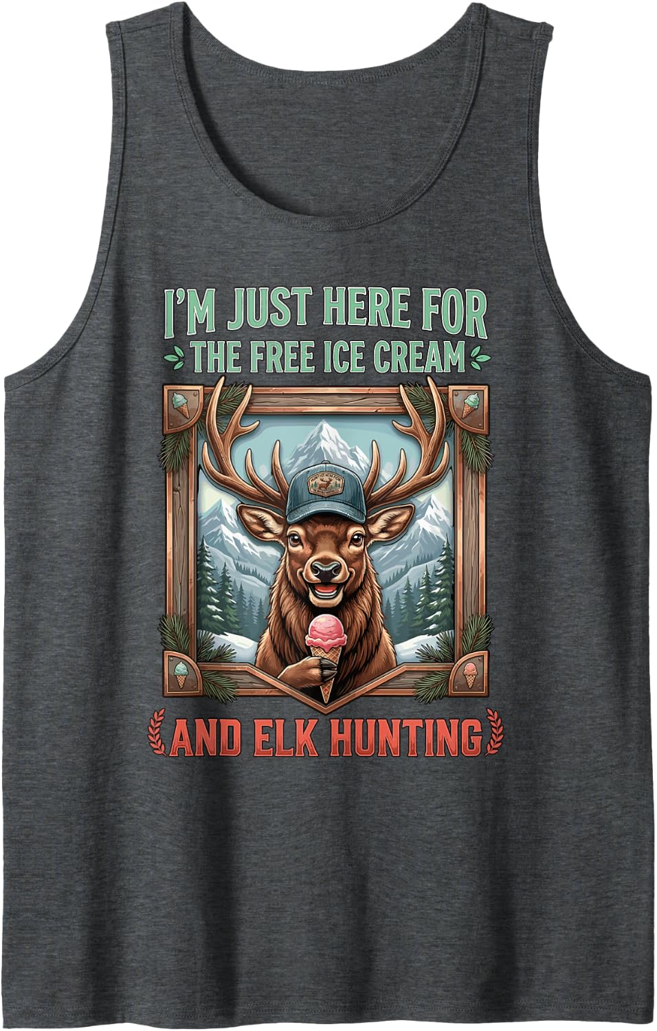 Funny Elk Hunting High Altitude Mountain Bull Wapiti Humor Tank Top - Dark Heather Grey