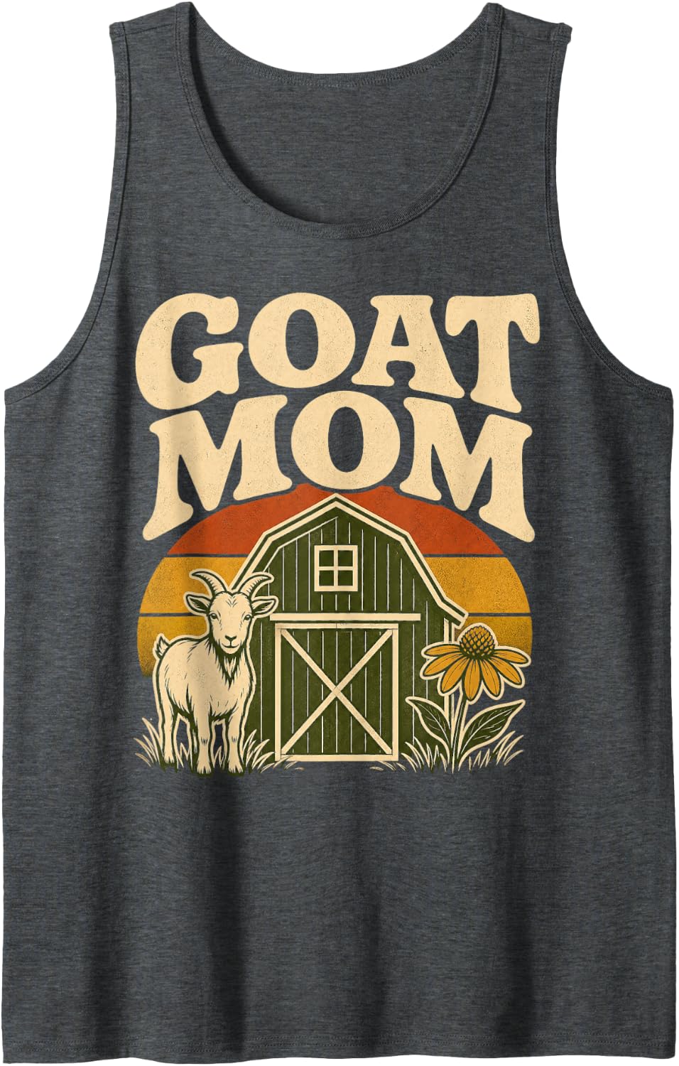 Goat Mom Barnyard Mother Sleeveless Tank Top - Dark Heather Grey