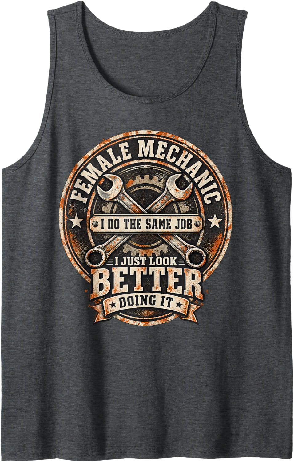 Female Mechanic Girl Funny Mechanic Women Mechanics Girl Sleeveless Tank Top - Dark Heather Grey