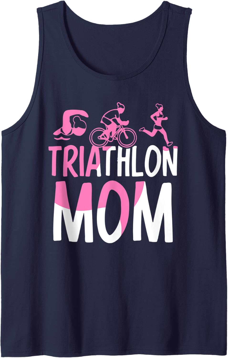Triathlon Mom Triathlons Triathlete Sports Mother Mommy Mama Tank Top - Navy Blue