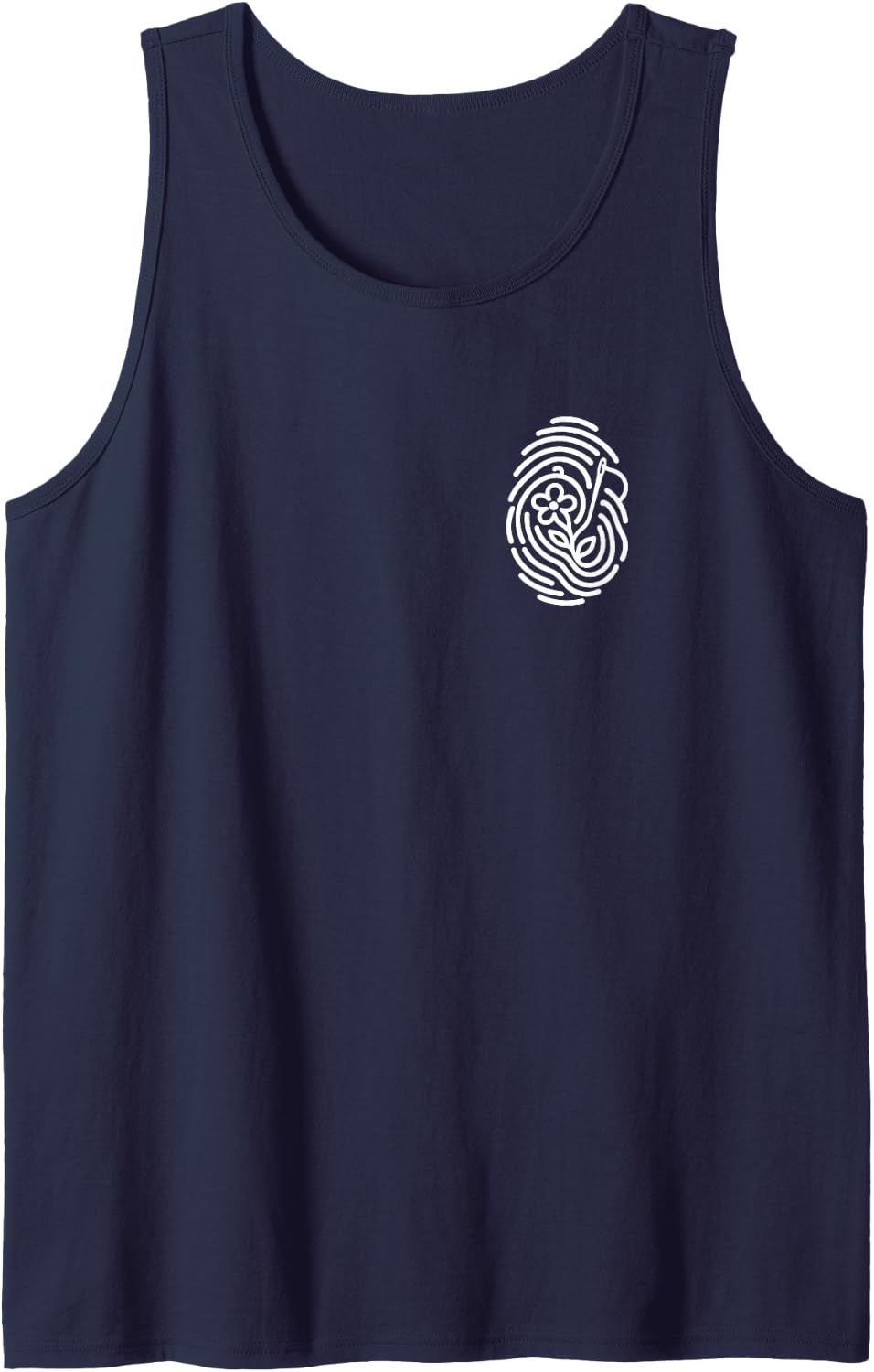 Embroidery Fingerprint Minimalist Subtle Needlework Hobby Sleeveless Tank Top - Navy Blue