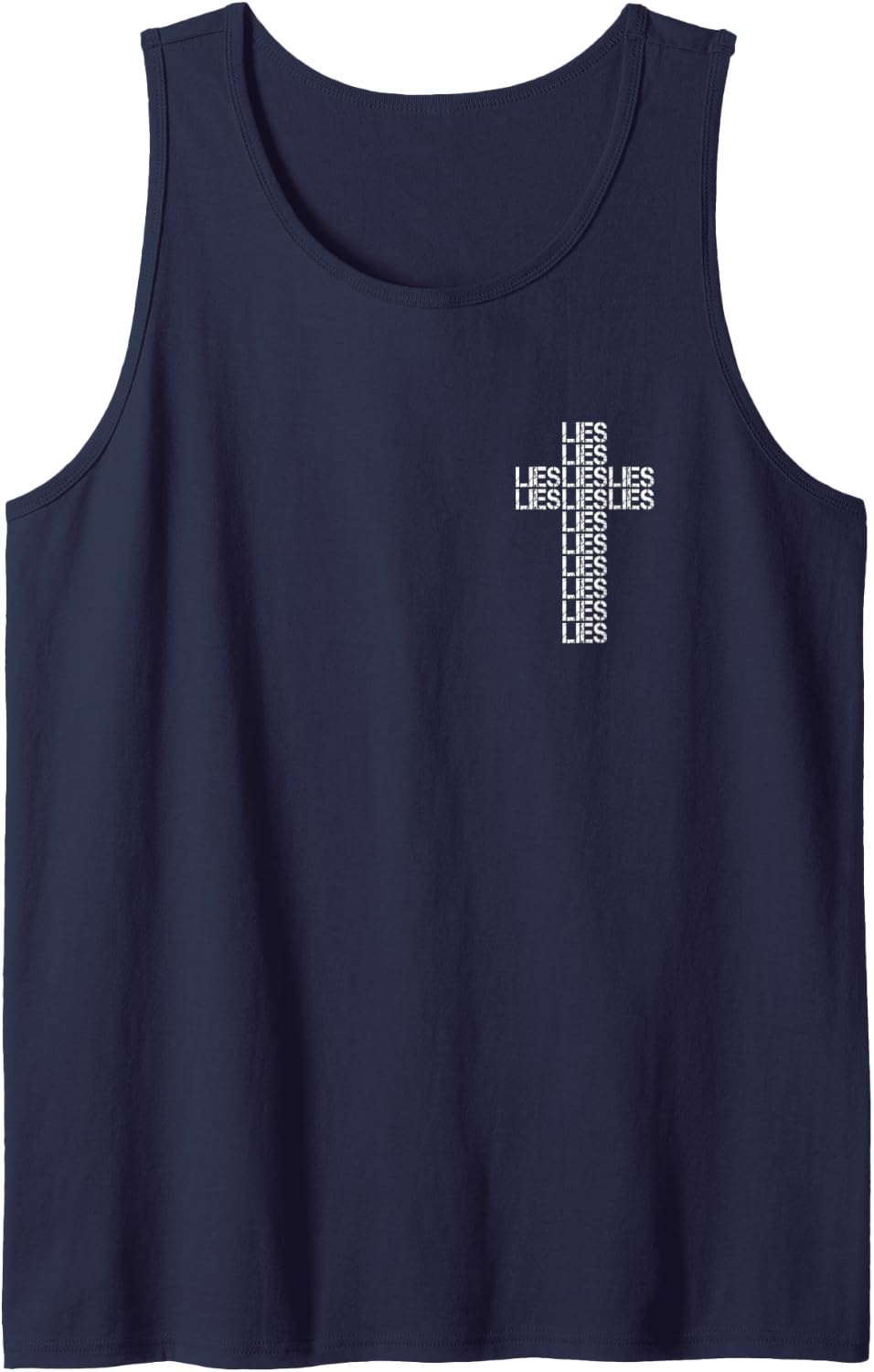 Atheist Christian Cross Lies Lies Lies Sleeveless Tank Top - Navy Blue