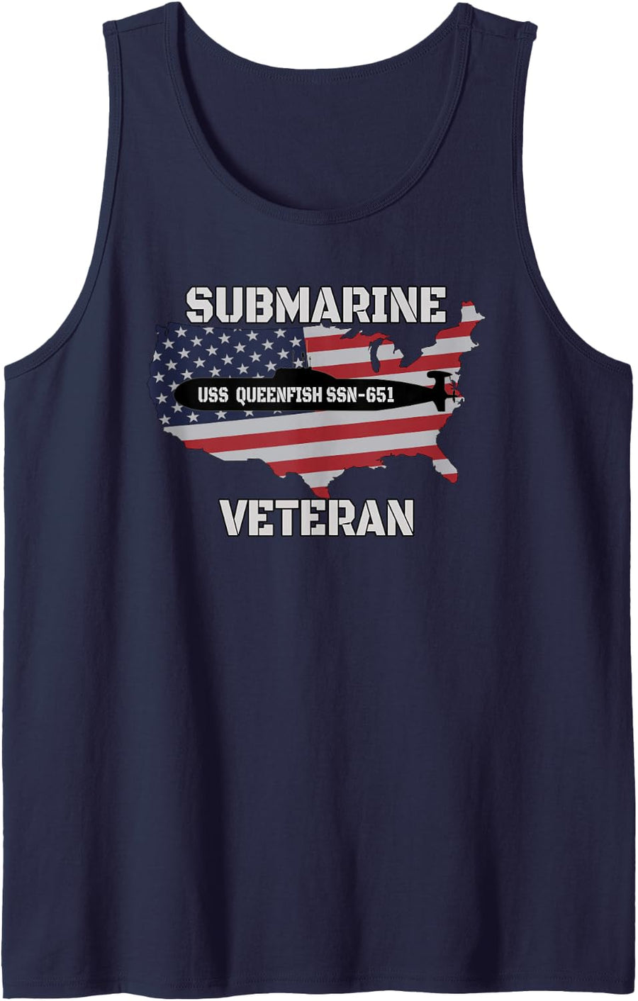 USS Queenfish SSN-651 Submarine Veterans Day Father Grandpa Sleeveless Tank Top - Navy Blue
