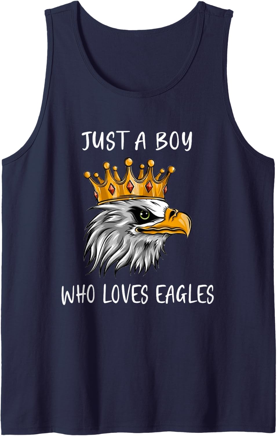 Bald Eagle Just a Boy Who Loves Eagles Sleeveless Tank Top - Navy Blue