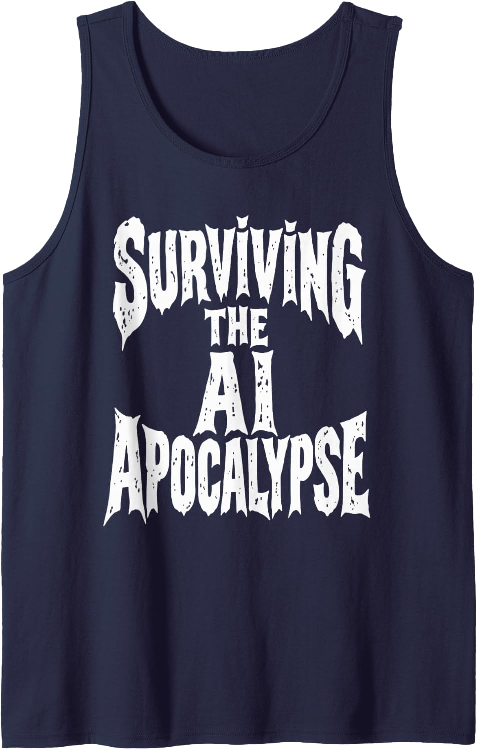 Surviving the AI Apocalypse Programmer Coder Sleeveless Tank Top - Navy Blue
