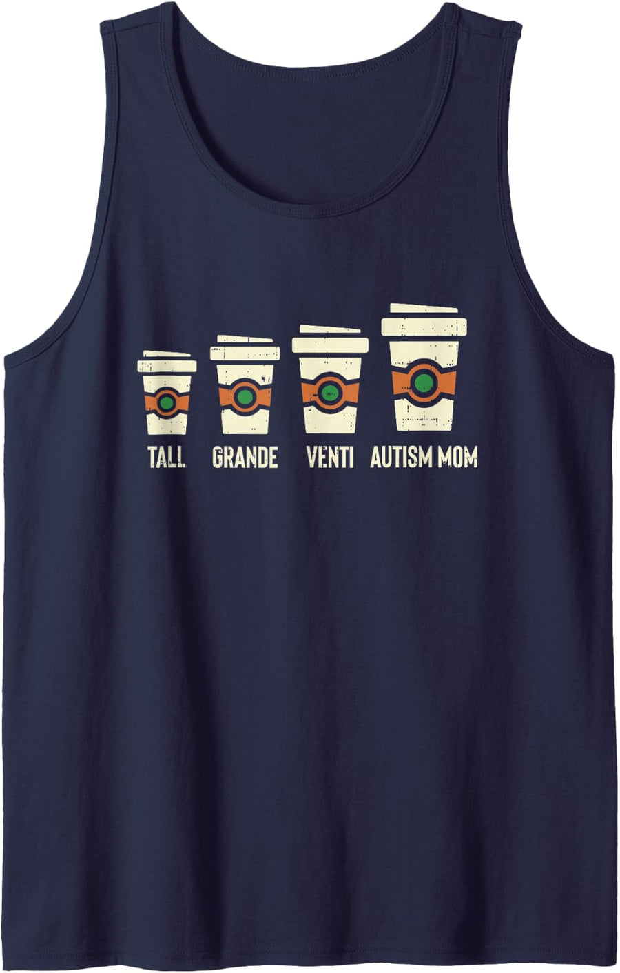 Funny Autism Mom Coffee Shirt Awareness Mothers Day Sleeveless Tank Top - Navy Blue