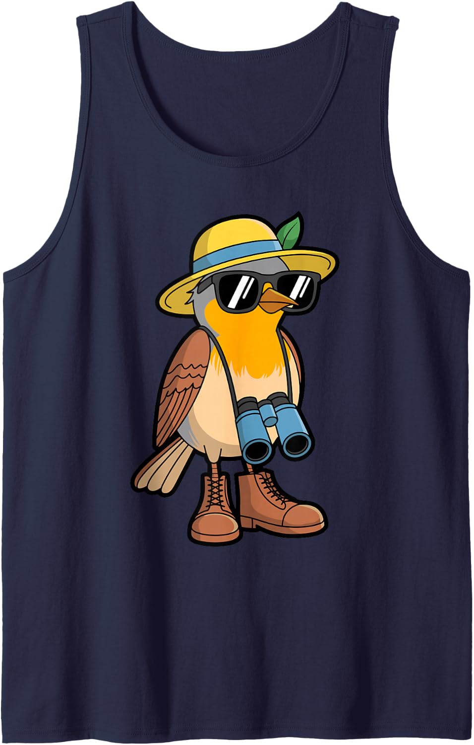 Cute Bird Art for Men Women Nerd Birdwatcher Bird Watching Sleeveless Tank Top - Navy Blue