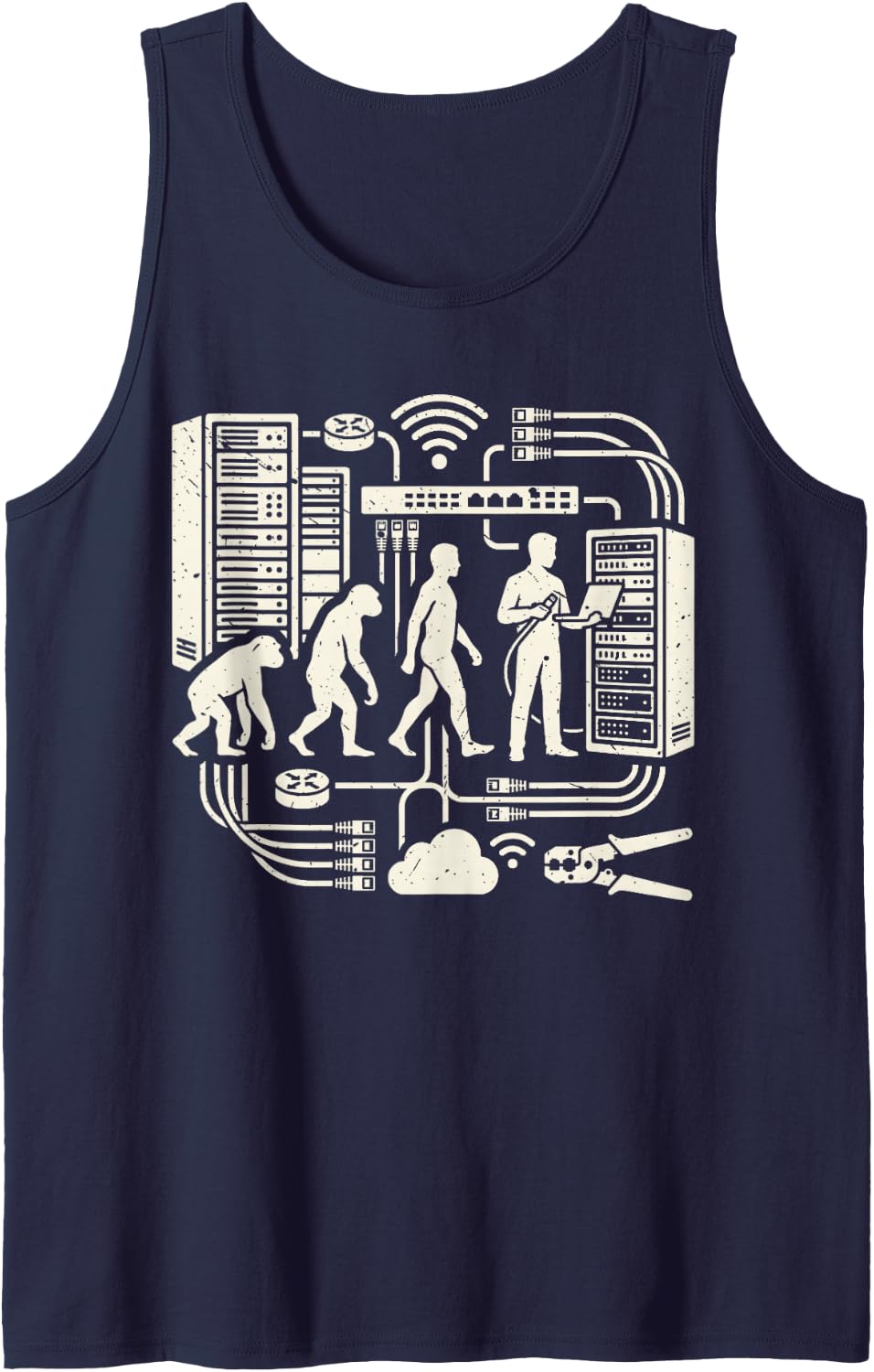 Network Engineer Evolution IT Networking Admin Graphic Tank Top - Navy Blue