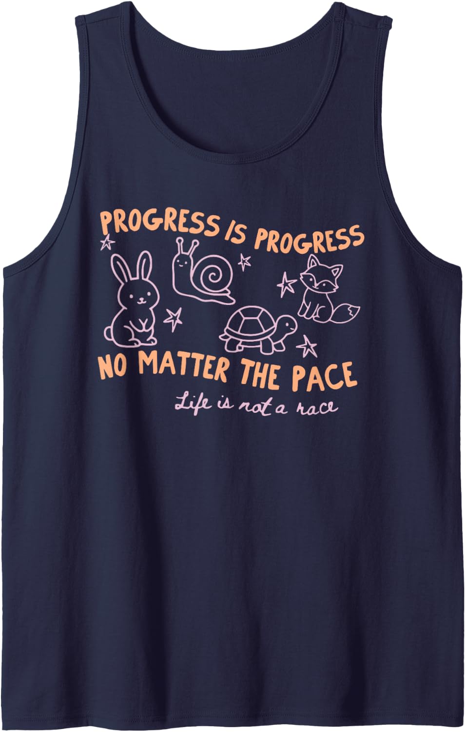 Progress is Progress No Matter The Pace SPED Woodland Animal Sleeveless Tank Top - Navy Blue
