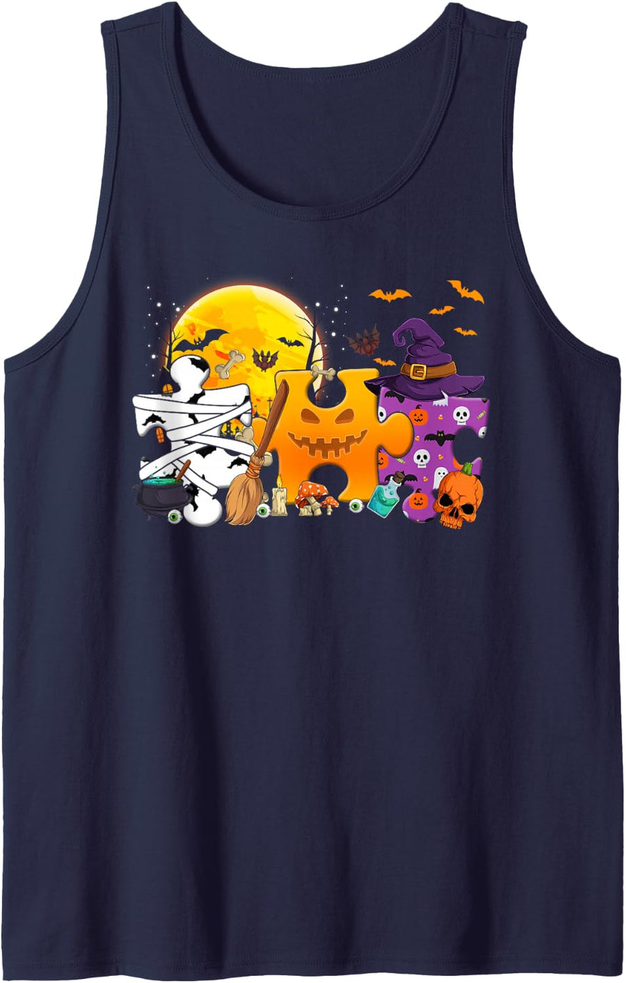 Autism Awareness Shirts Clearance - Funny Halloween Costume Sleeveless Tank Top - Navy Blue